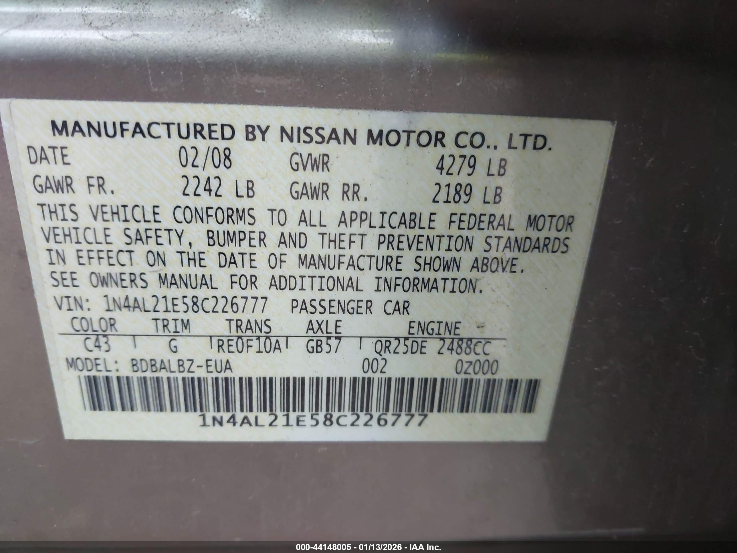 NISSAN ALTIMA image 9