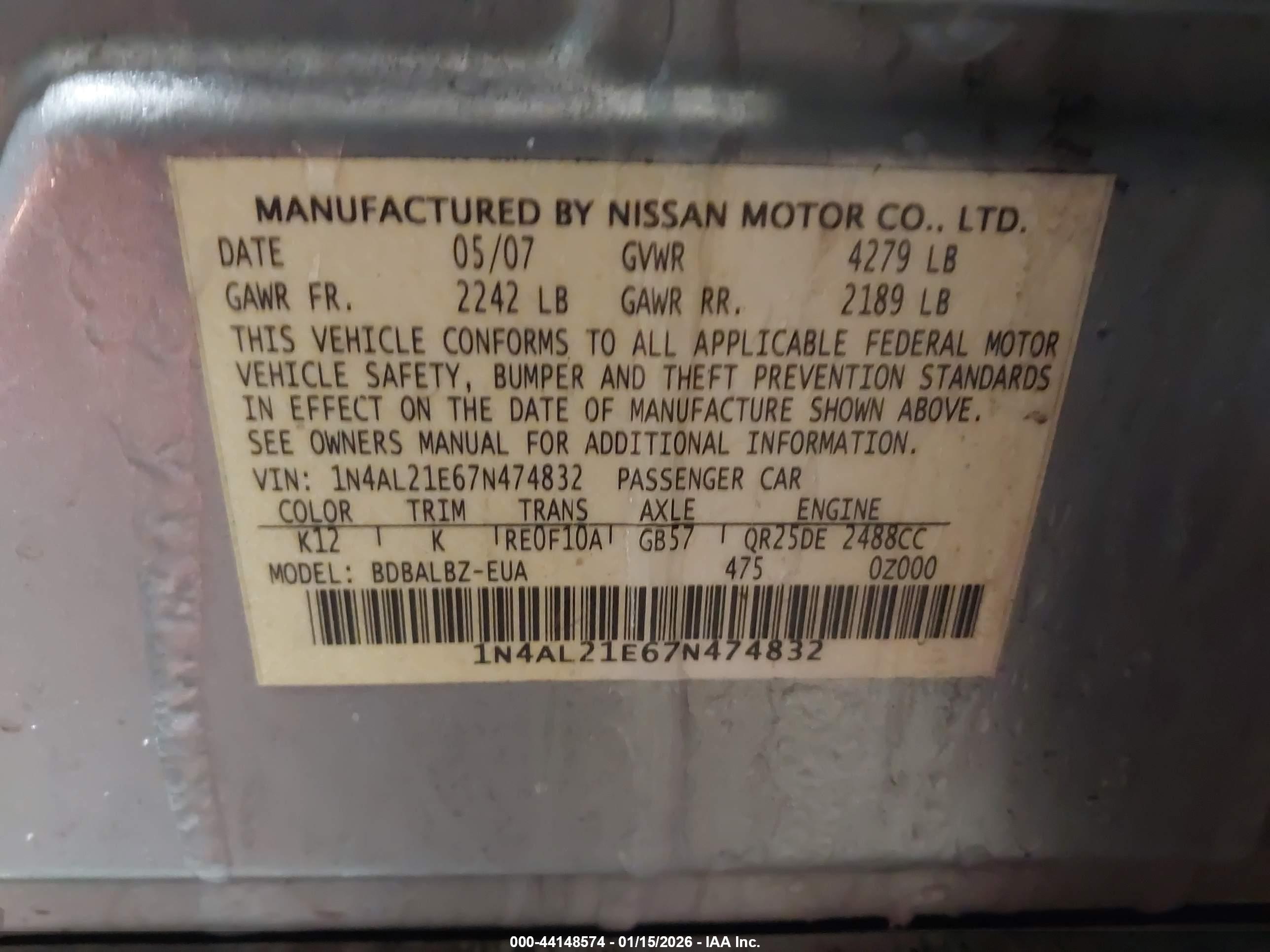 NISSAN ALTIMA image 9