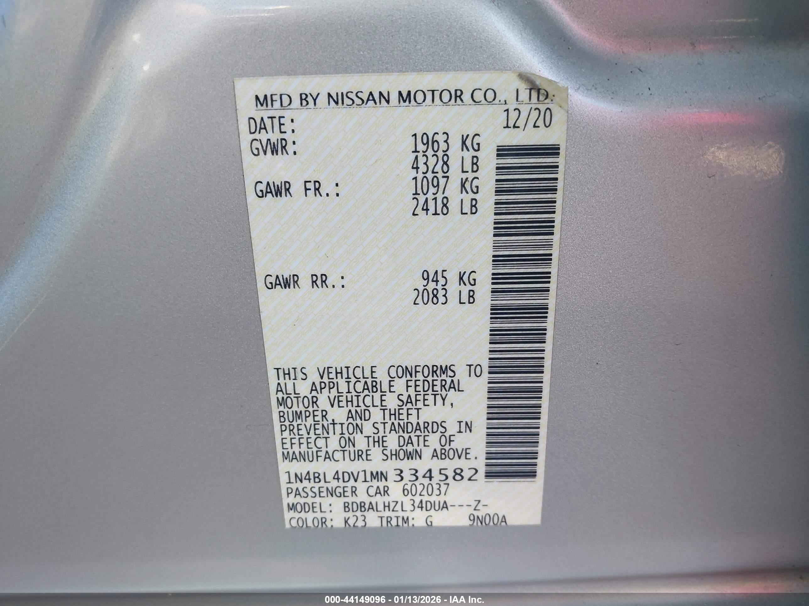 NISSAN ALTIMA image 9