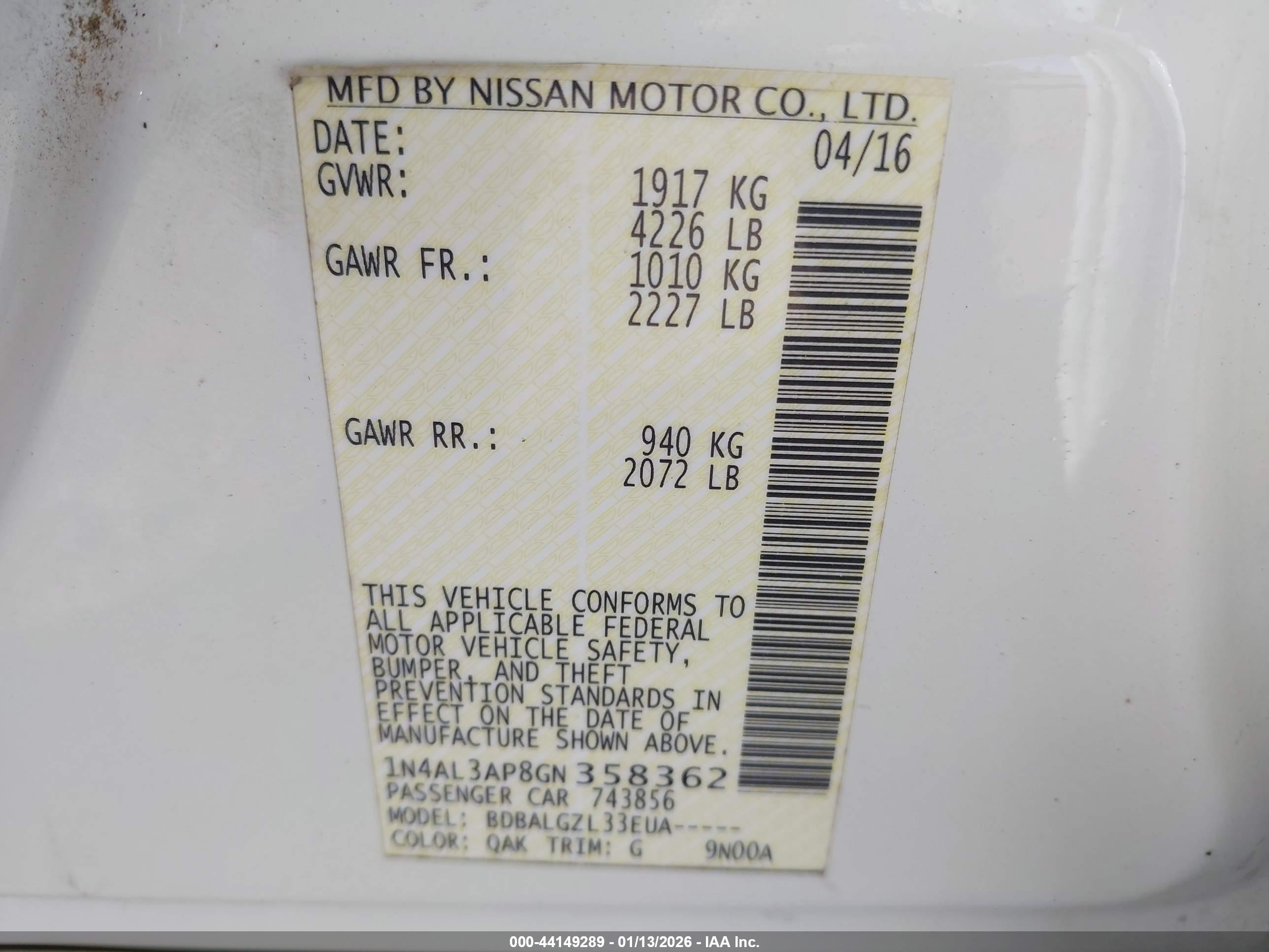 NISSAN ALTIMA image 9