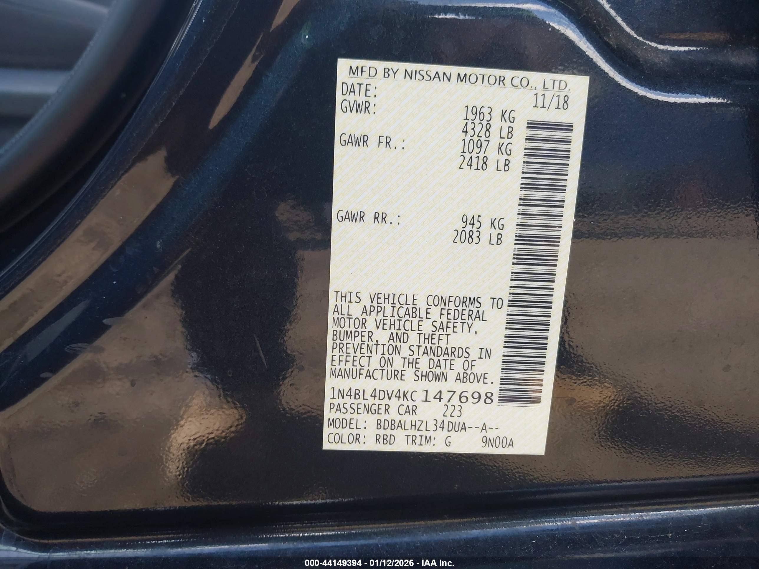 NISSAN ALTIMA image 9