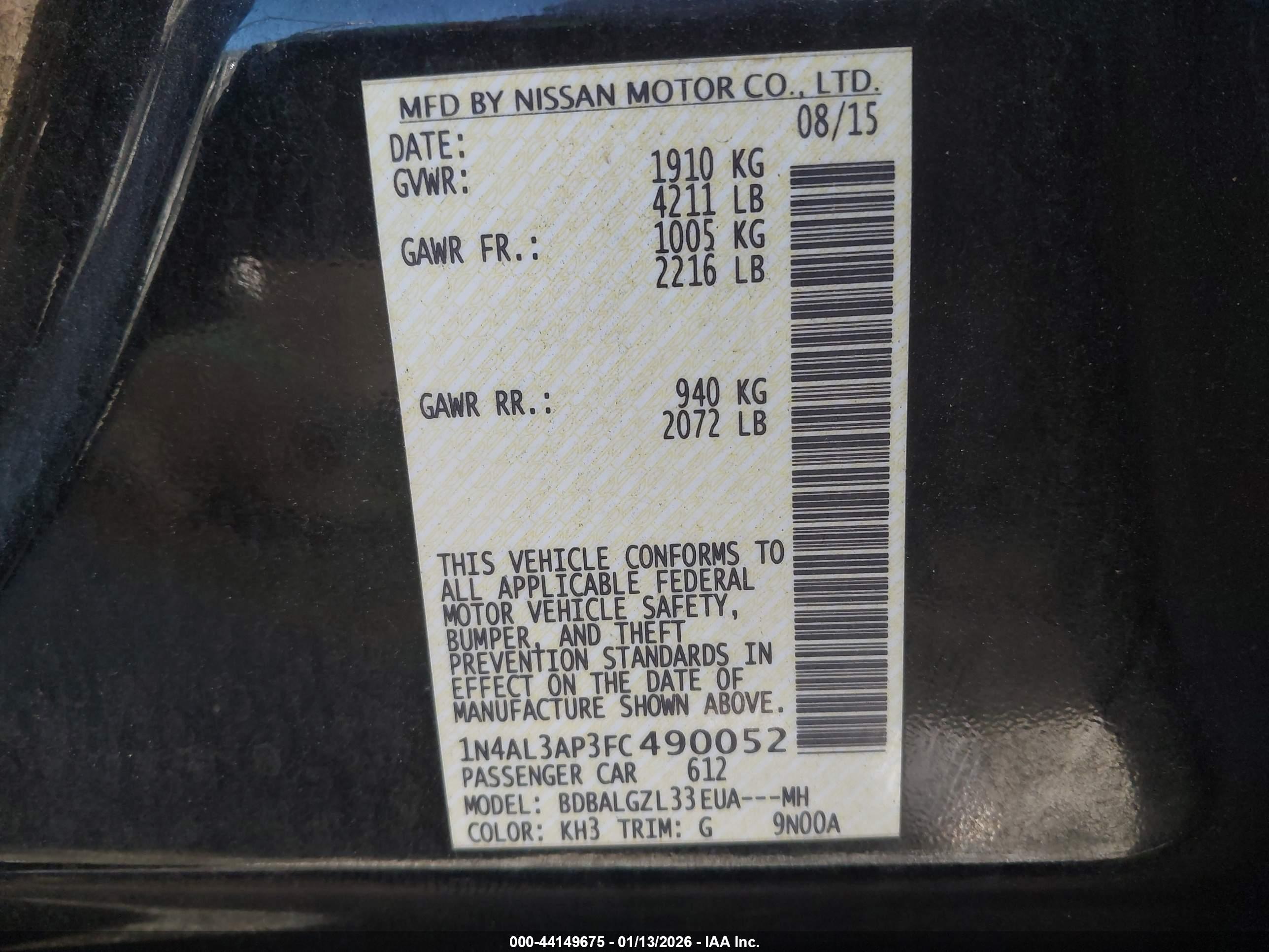 NISSAN ALTIMA image 9