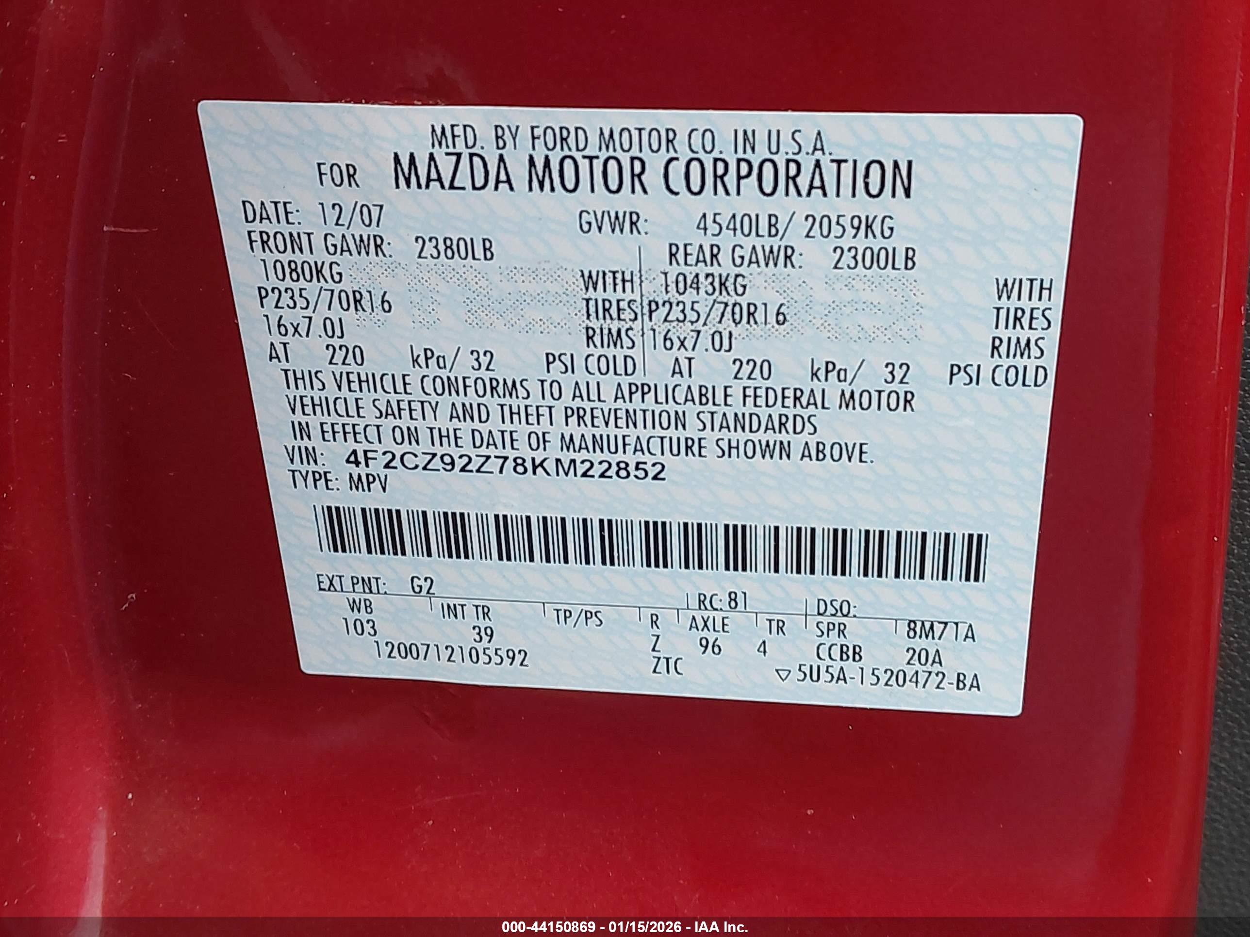 MAZDA TRIBUTE image 9