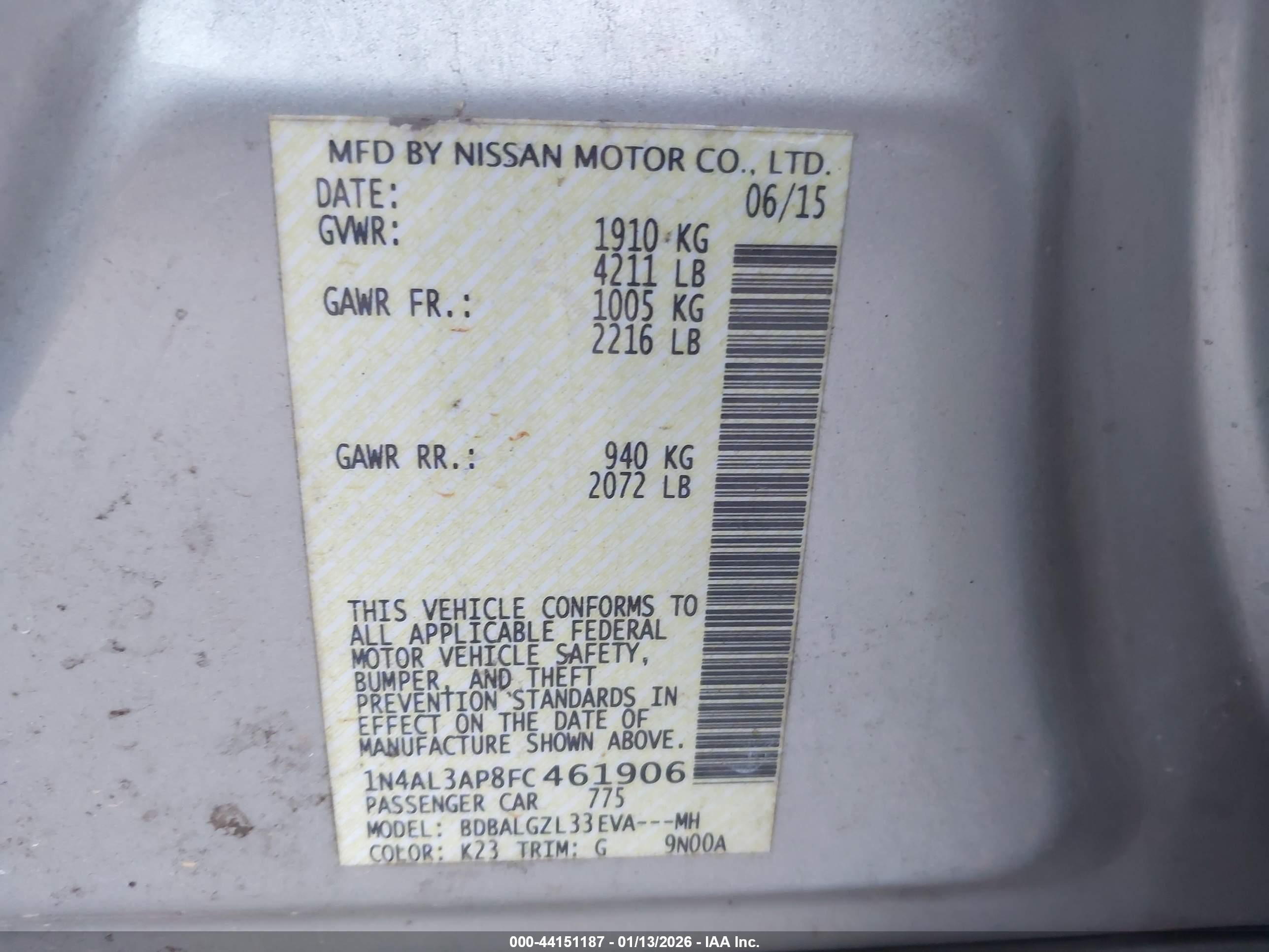 NISSAN ALTIMA image 9