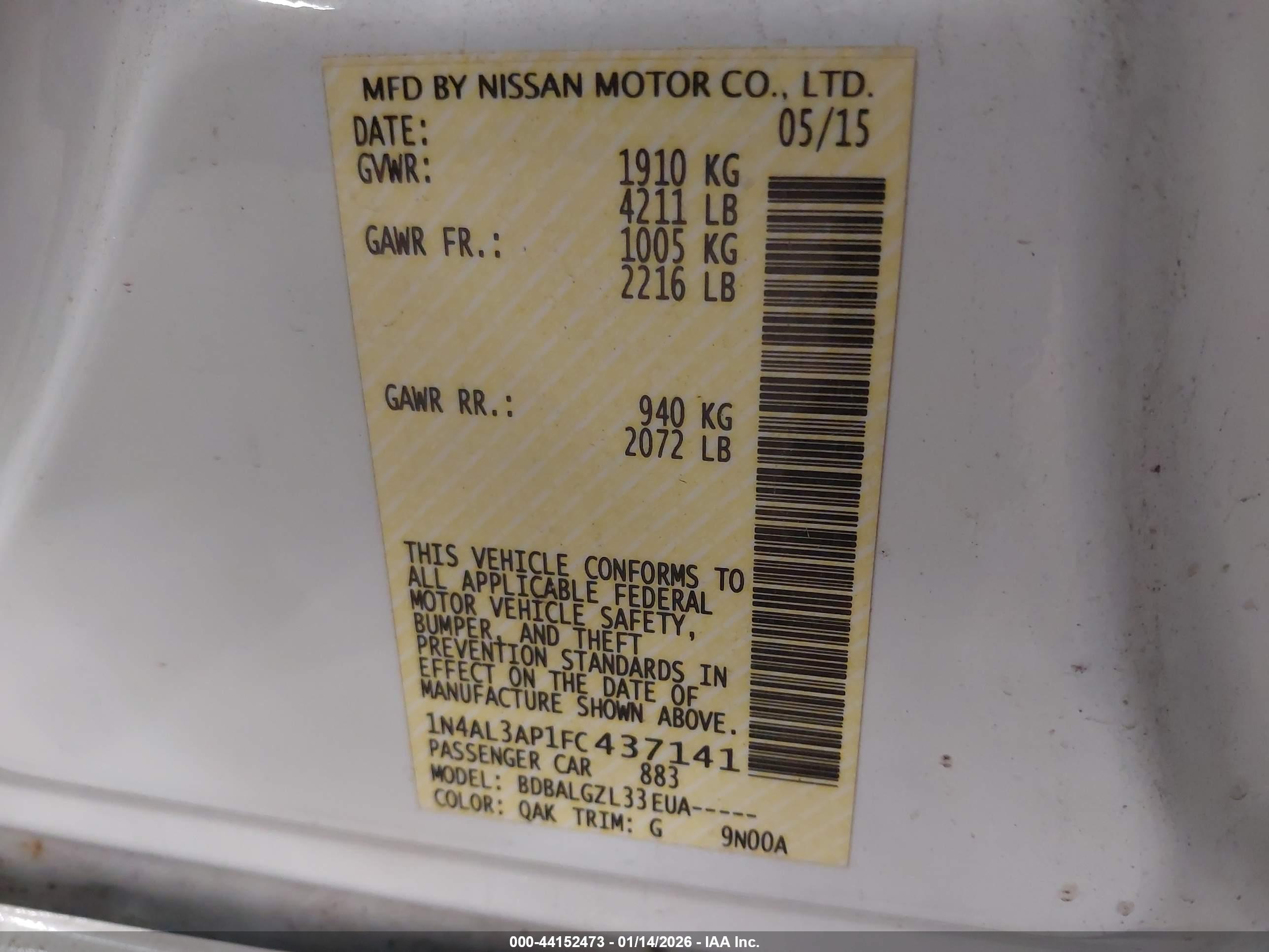 NISSAN ALTIMA image 9