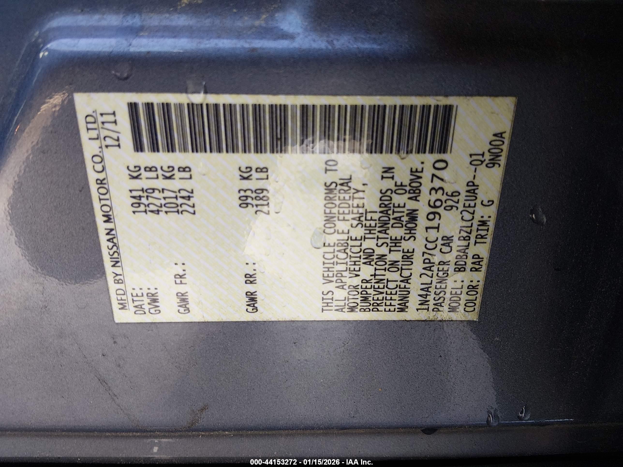 NISSAN ALTIMA image 9