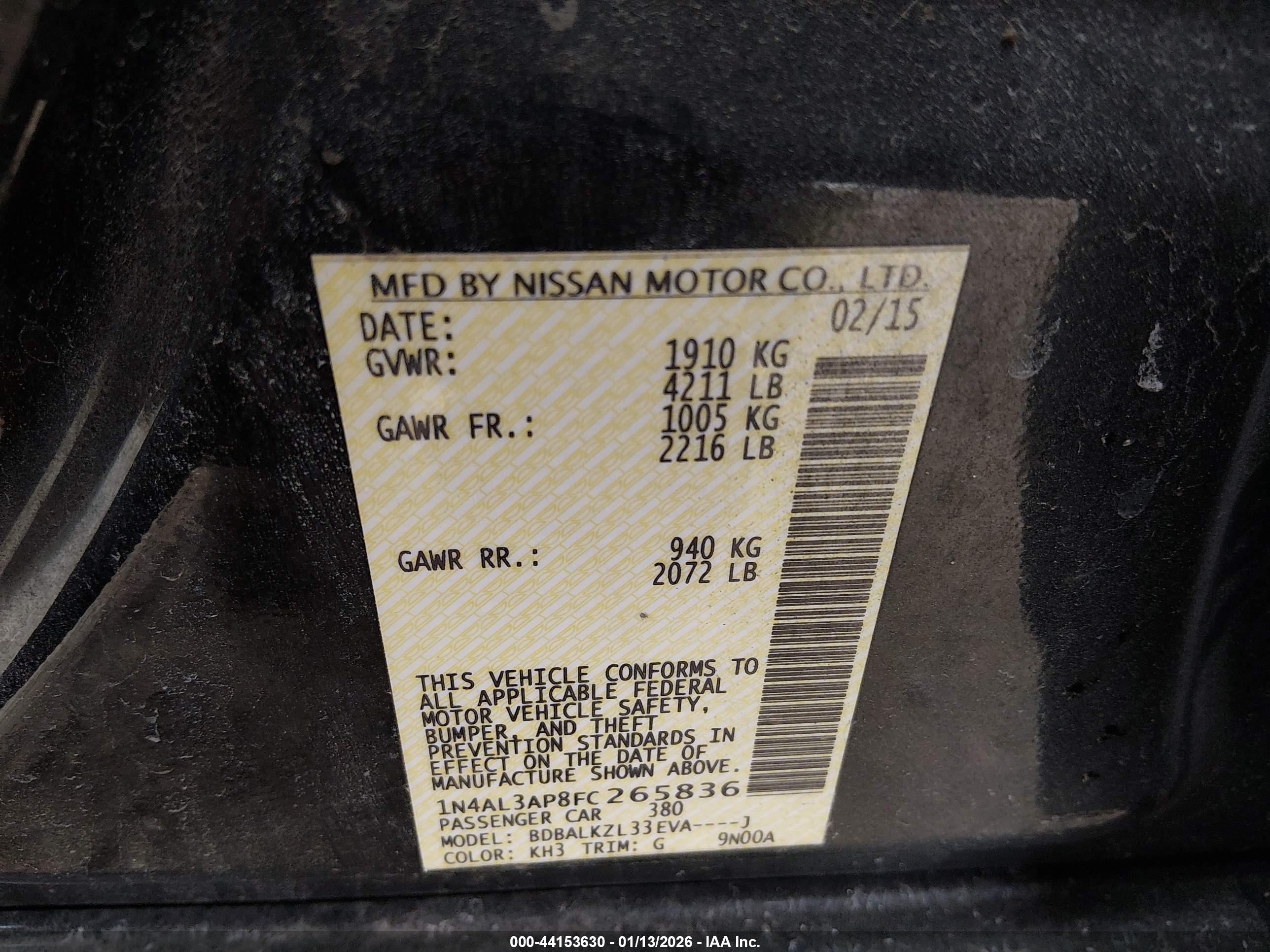 NISSAN ALTIMA image 9