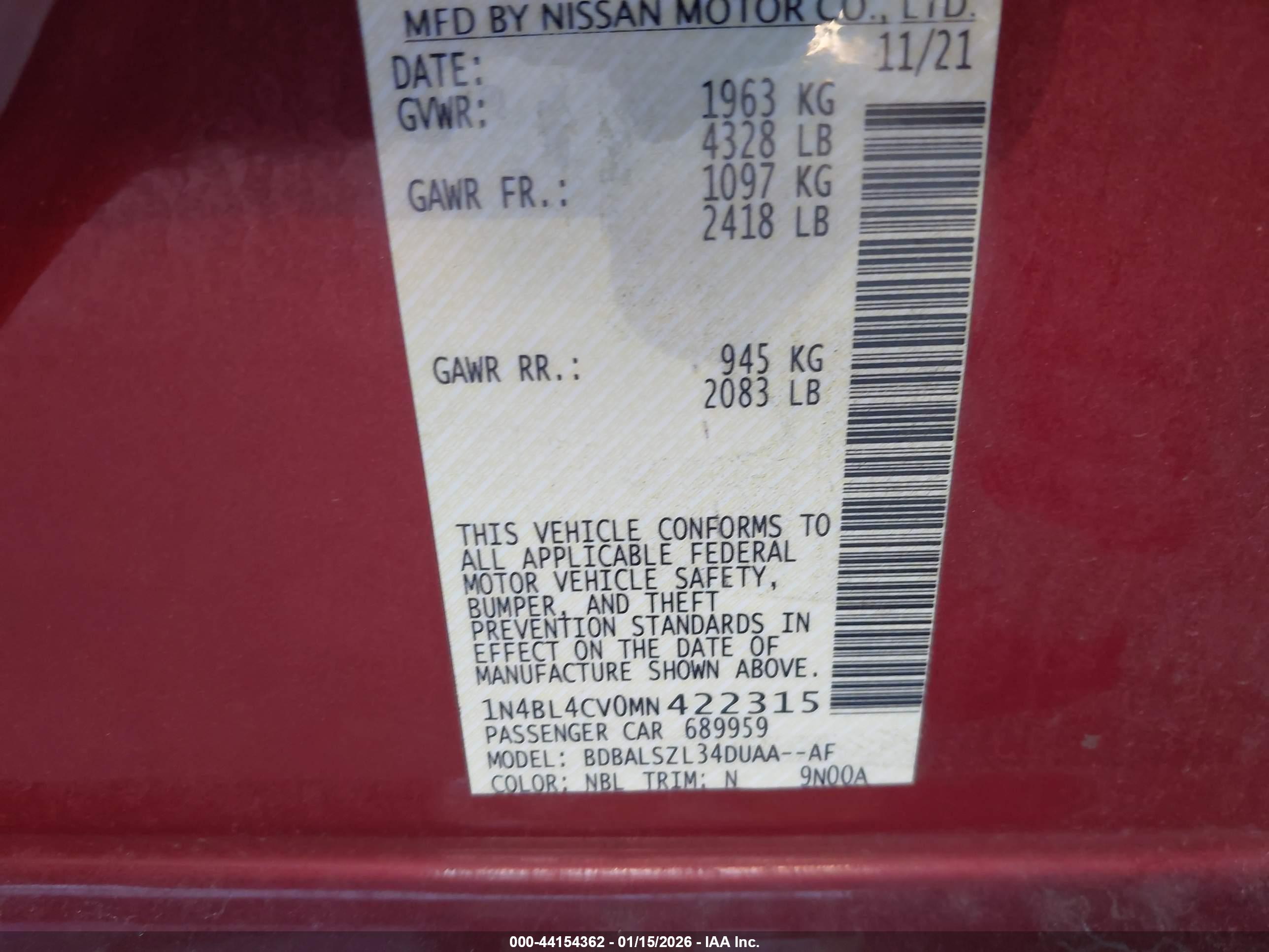 NISSAN ALTIMA image 9