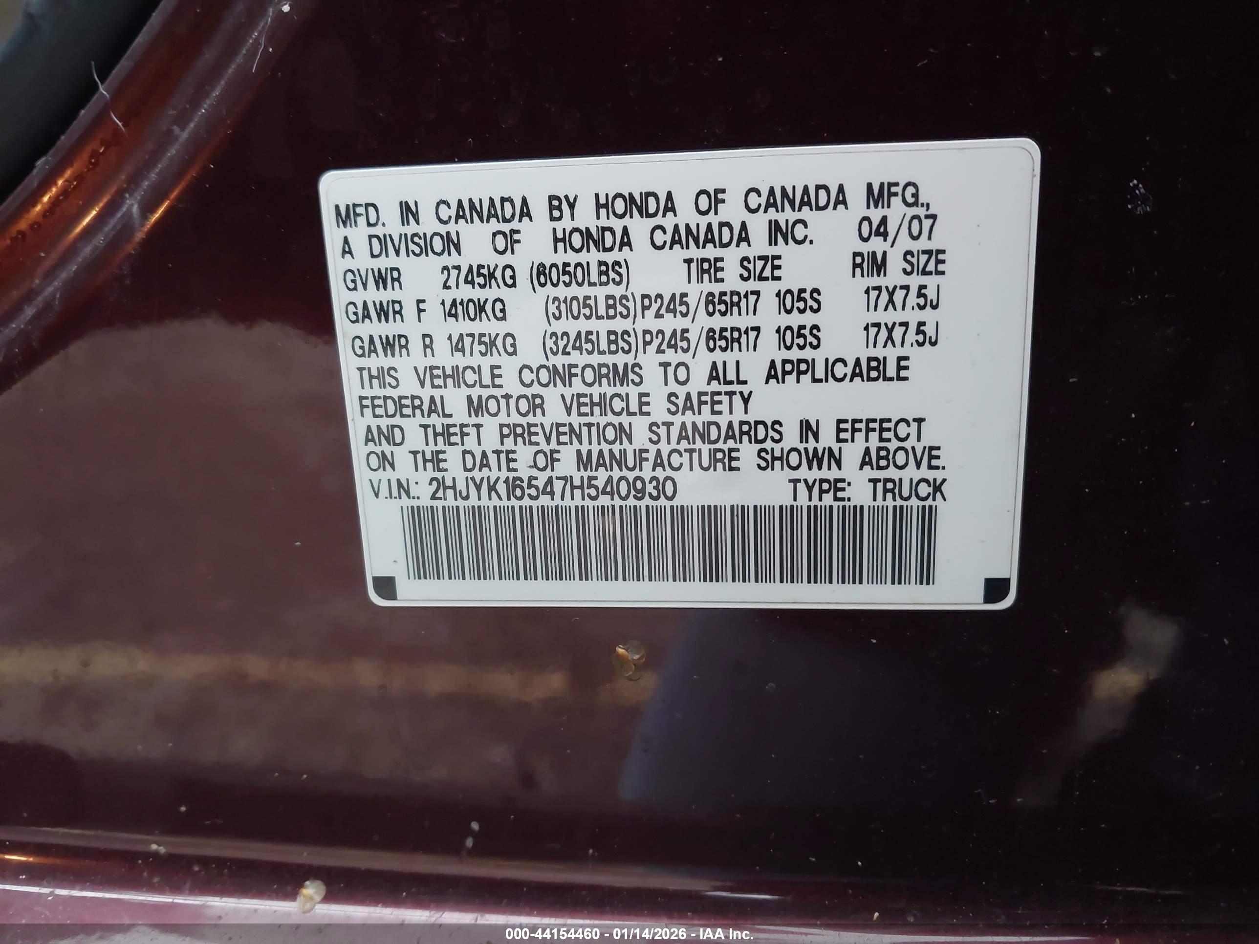 HONDA RIDGELINE image 9