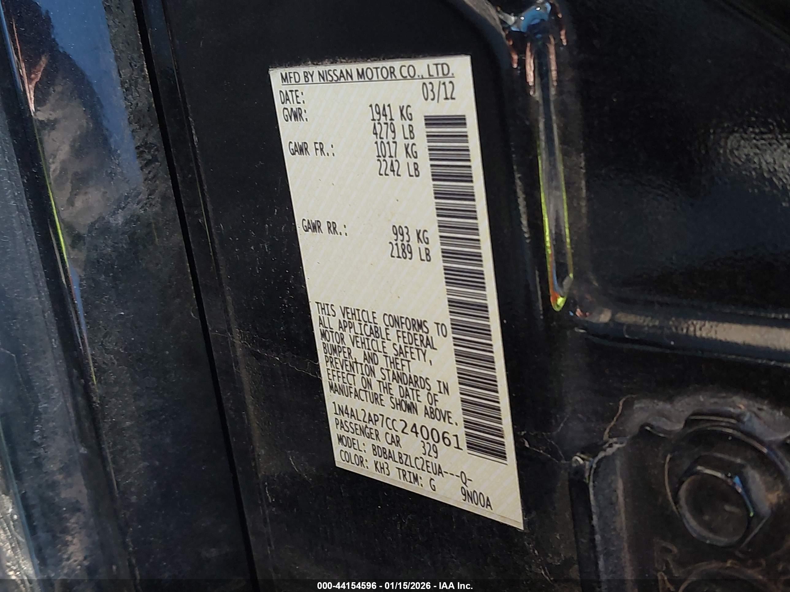NISSAN ALTIMA image 9