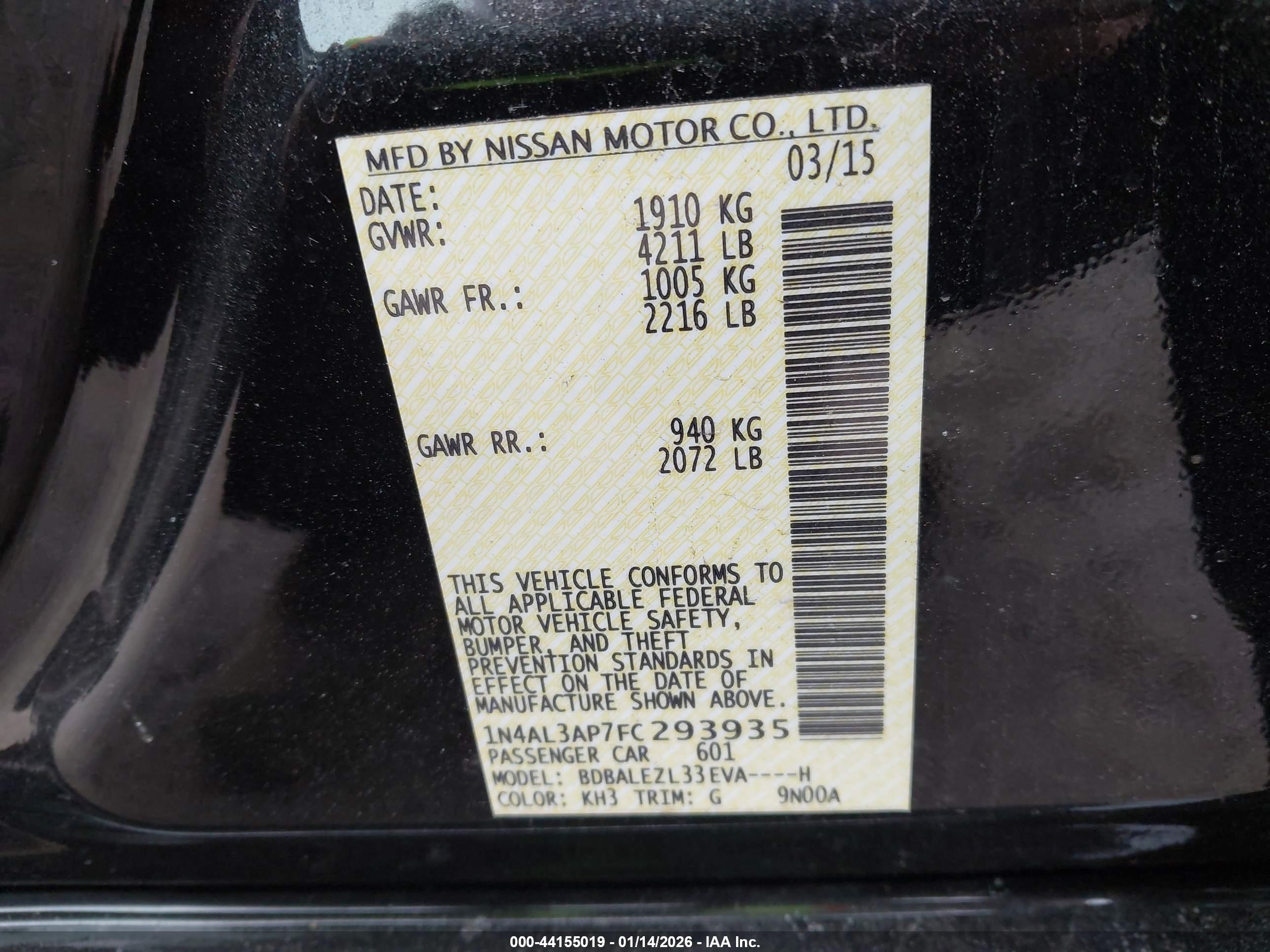 NISSAN ALTIMA image 9