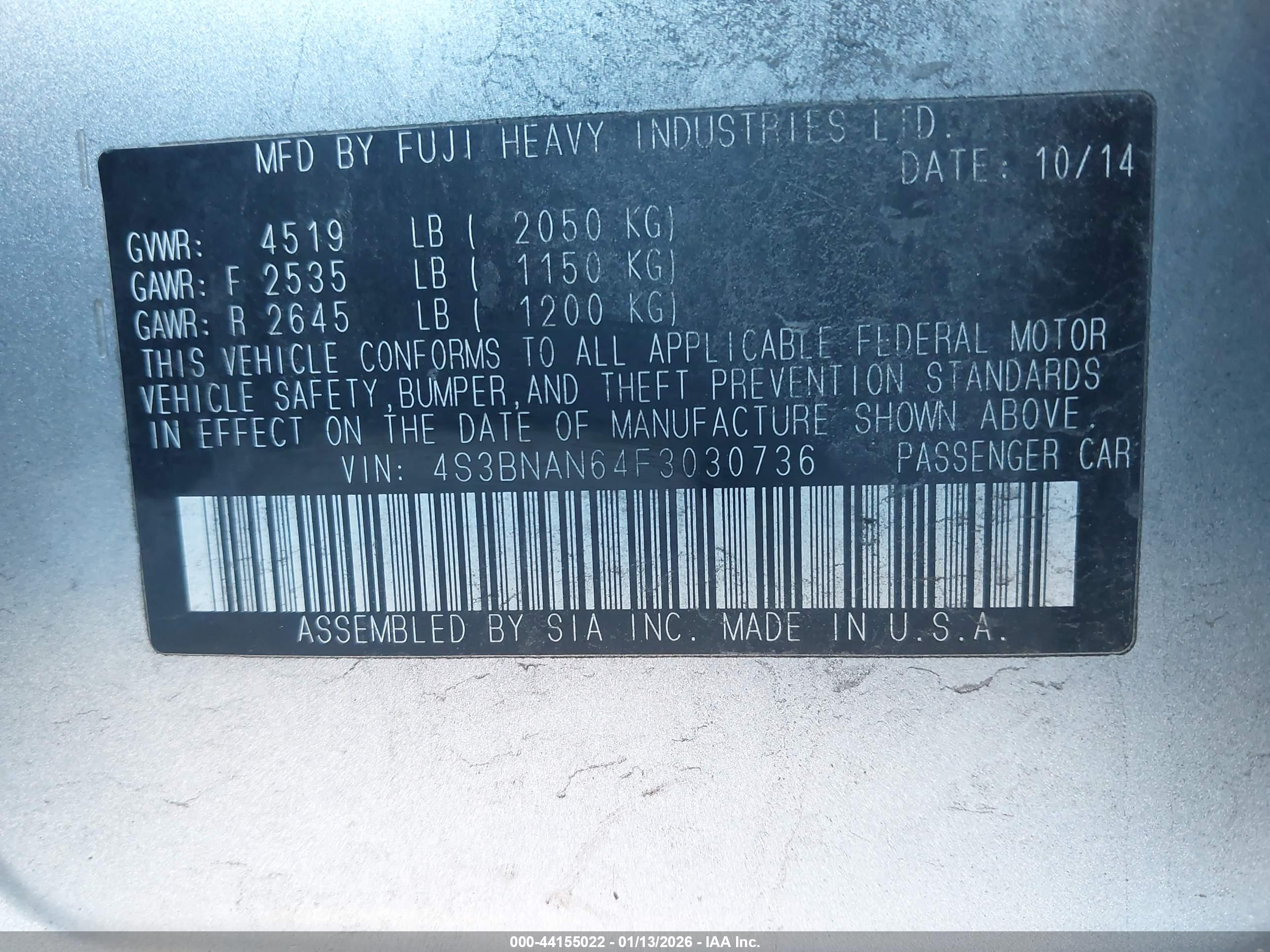 SUBARU LEGACY image 9