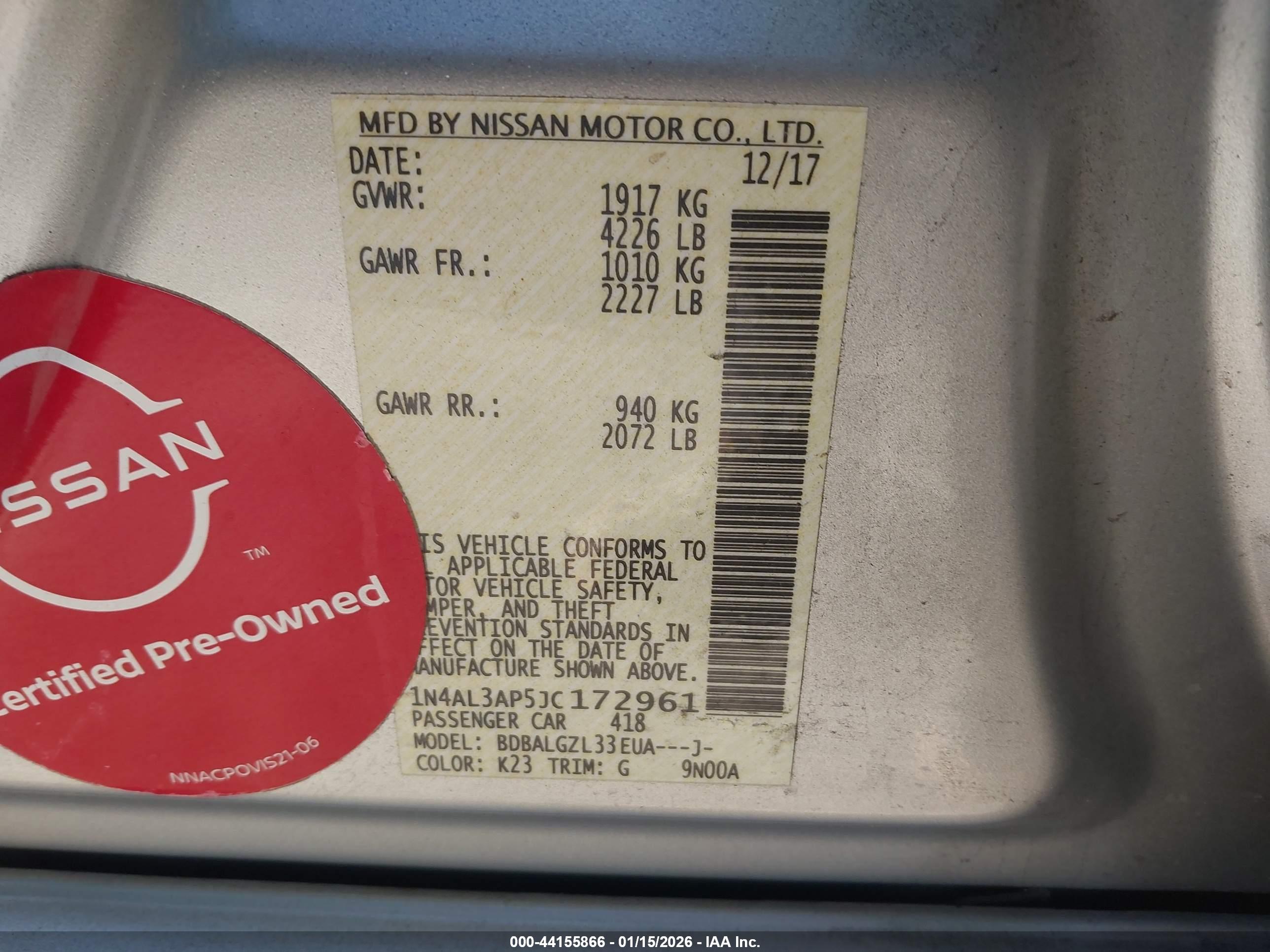 NISSAN ALTIMA image 9