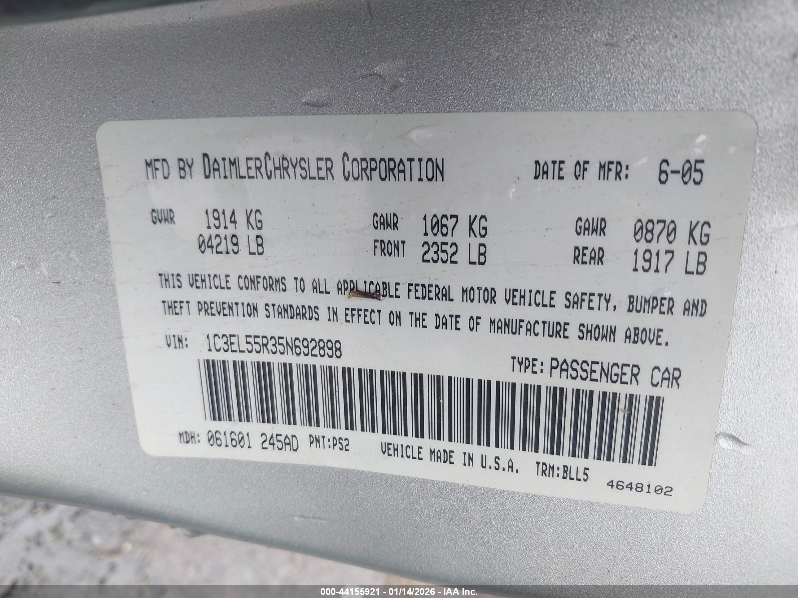 CHRYSLER SEBRING image 9