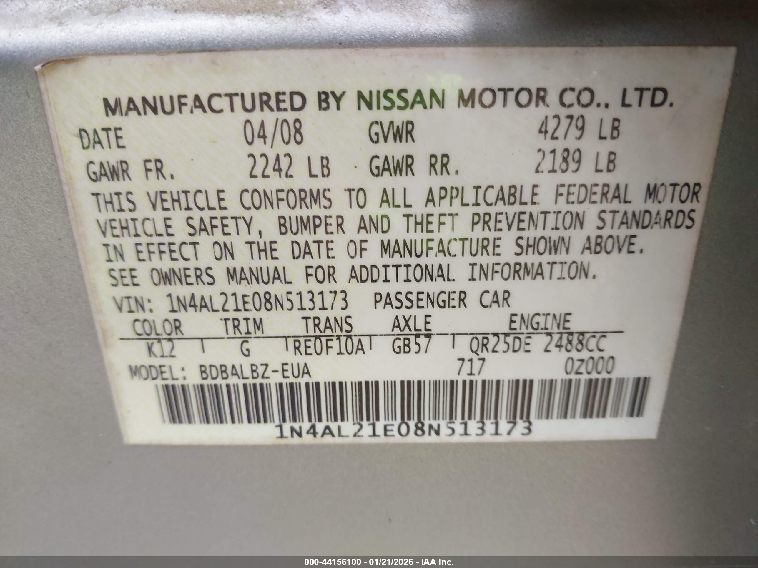 NISSAN ALTIMA image 9