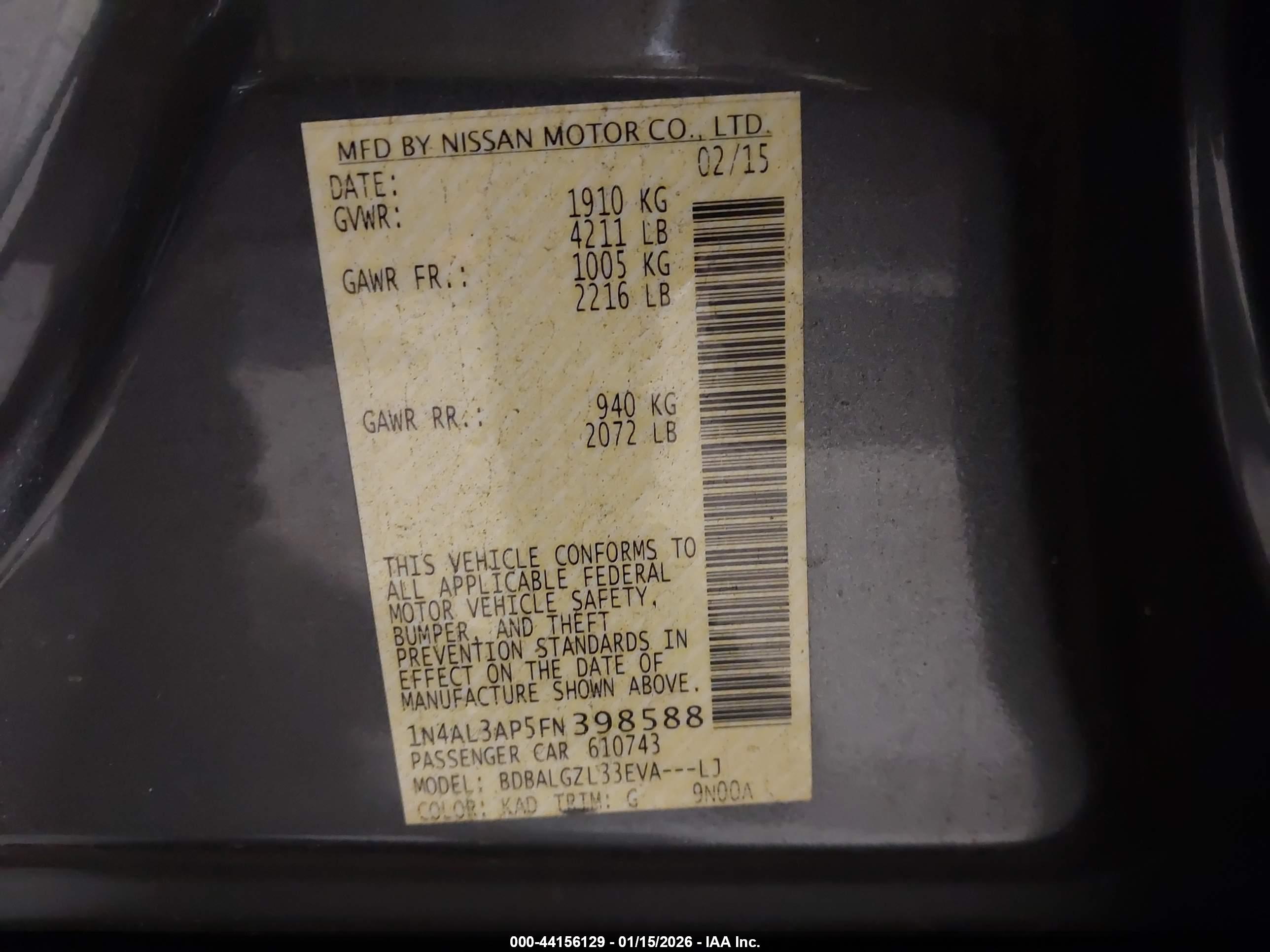 NISSAN ALTIMA image 9