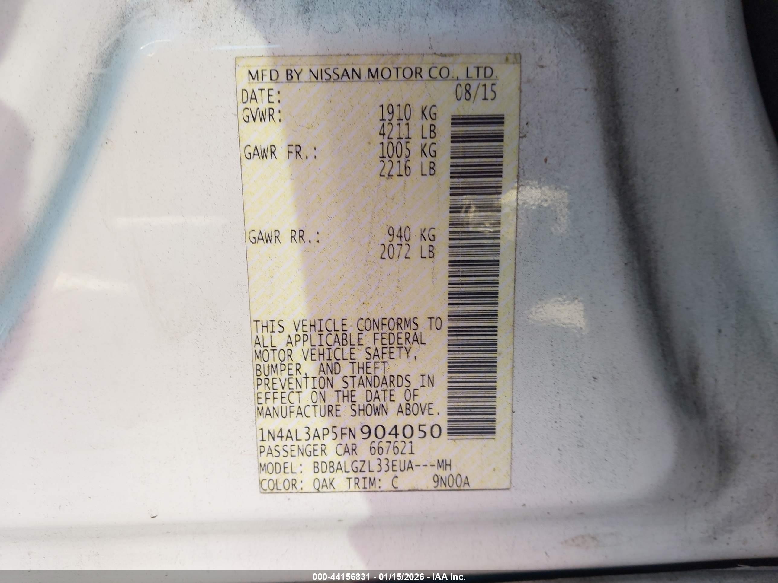 NISSAN ALTIMA image 9