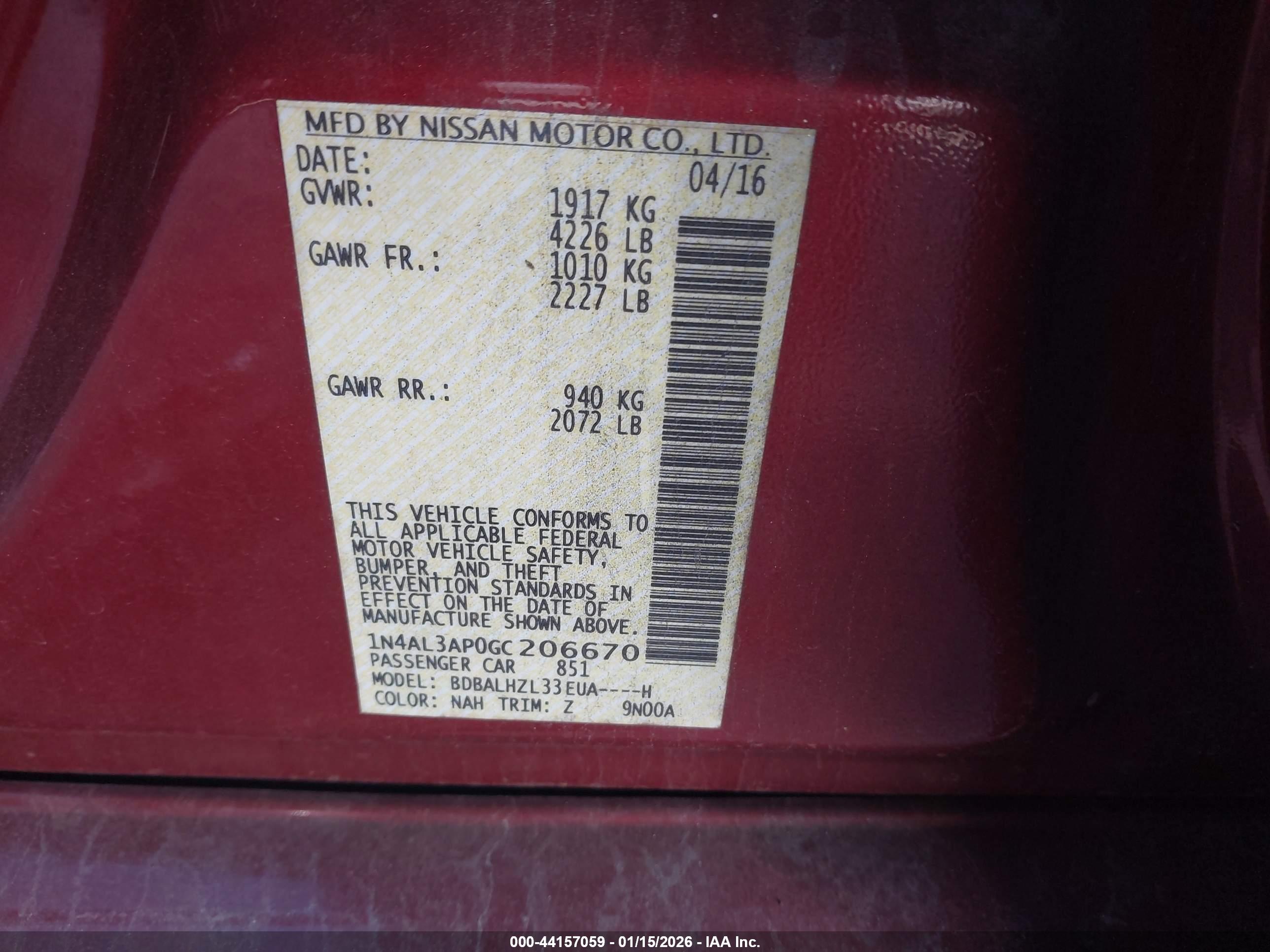 NISSAN ALTIMA image 9