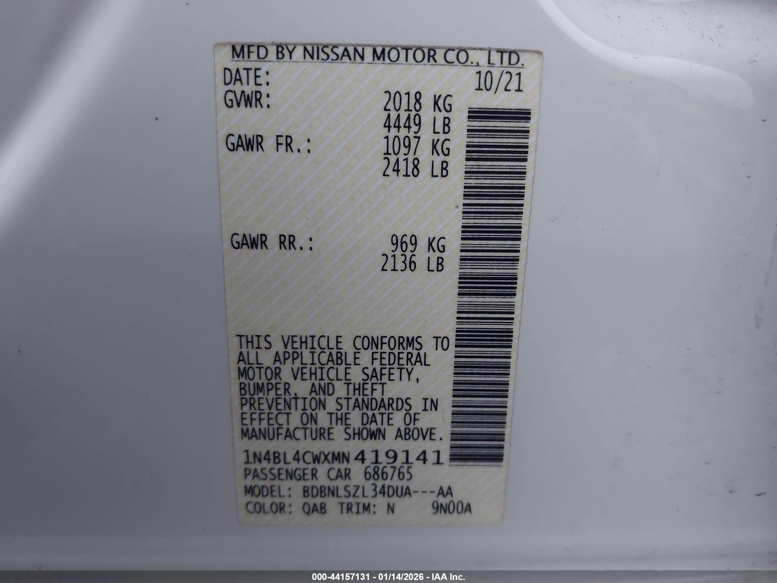 NISSAN ALTIMA image 9