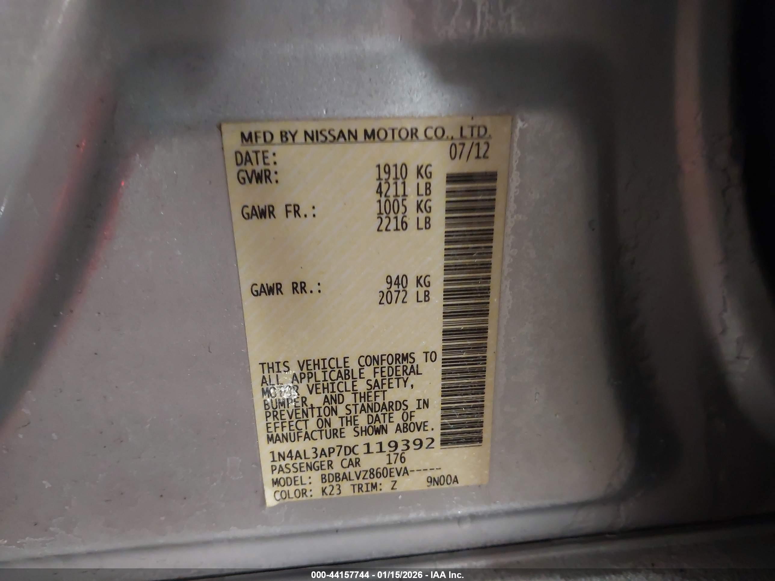 NISSAN ALTIMA image 9