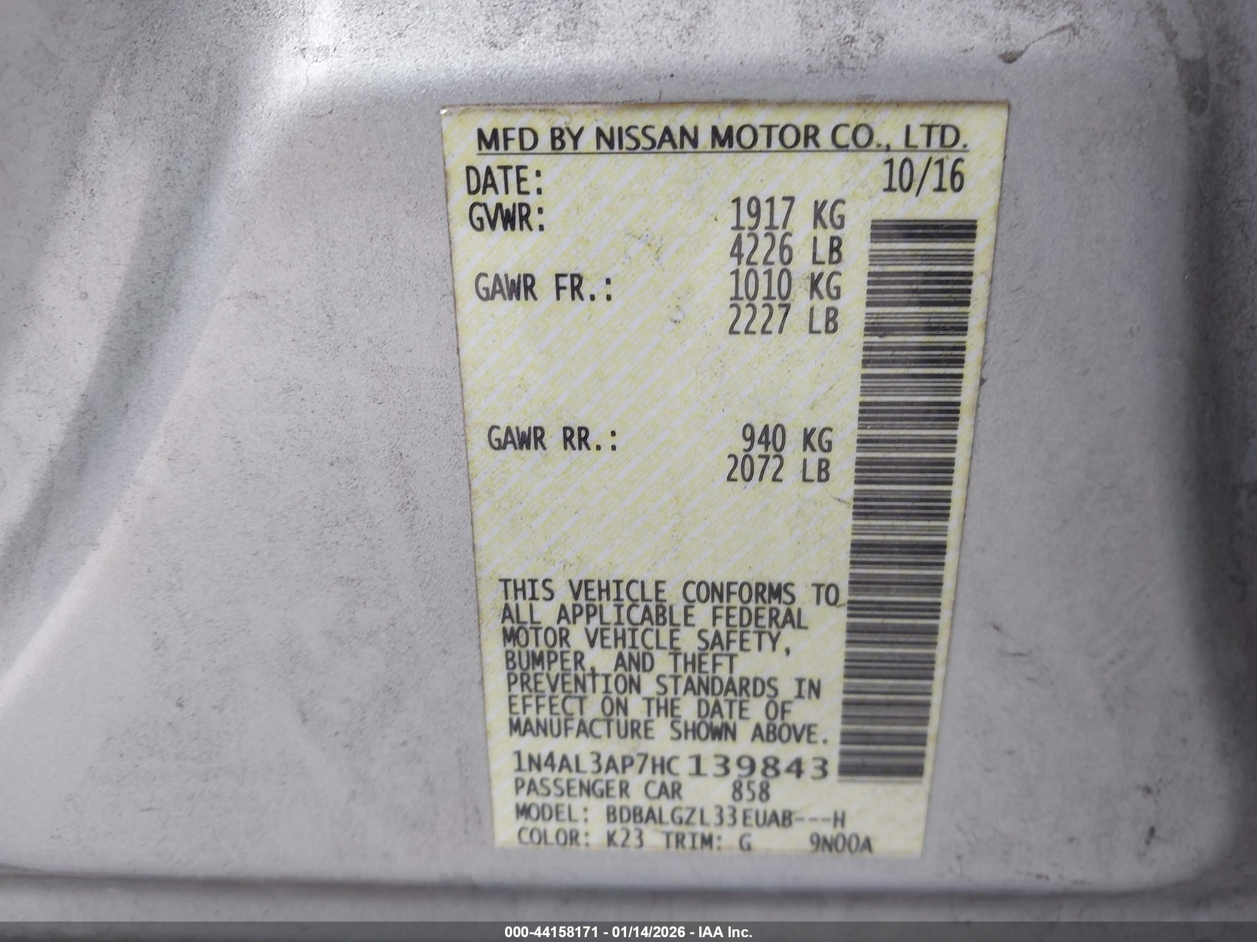 NISSAN ALTIMA image 9