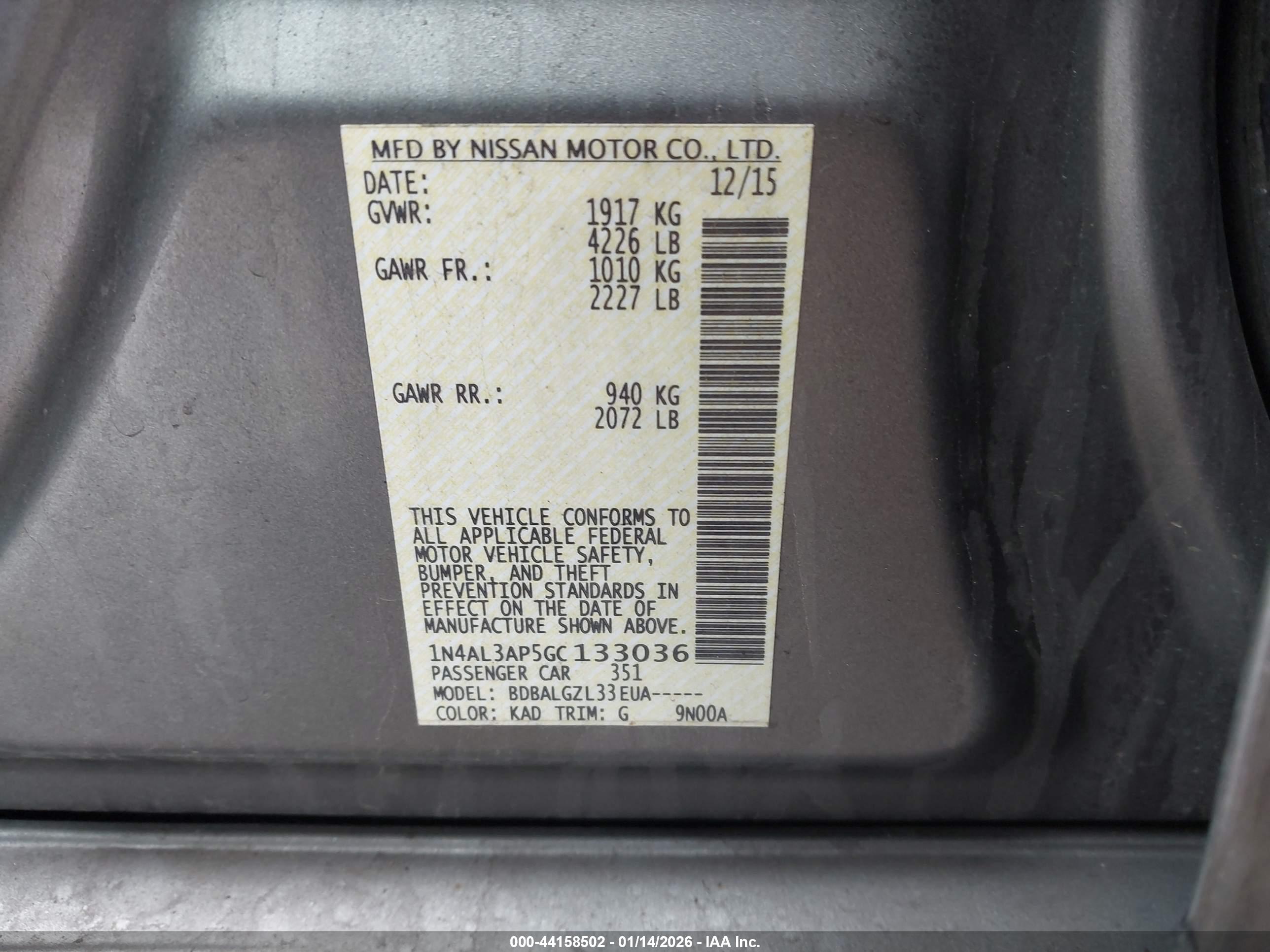 NISSAN ALTIMA image 9