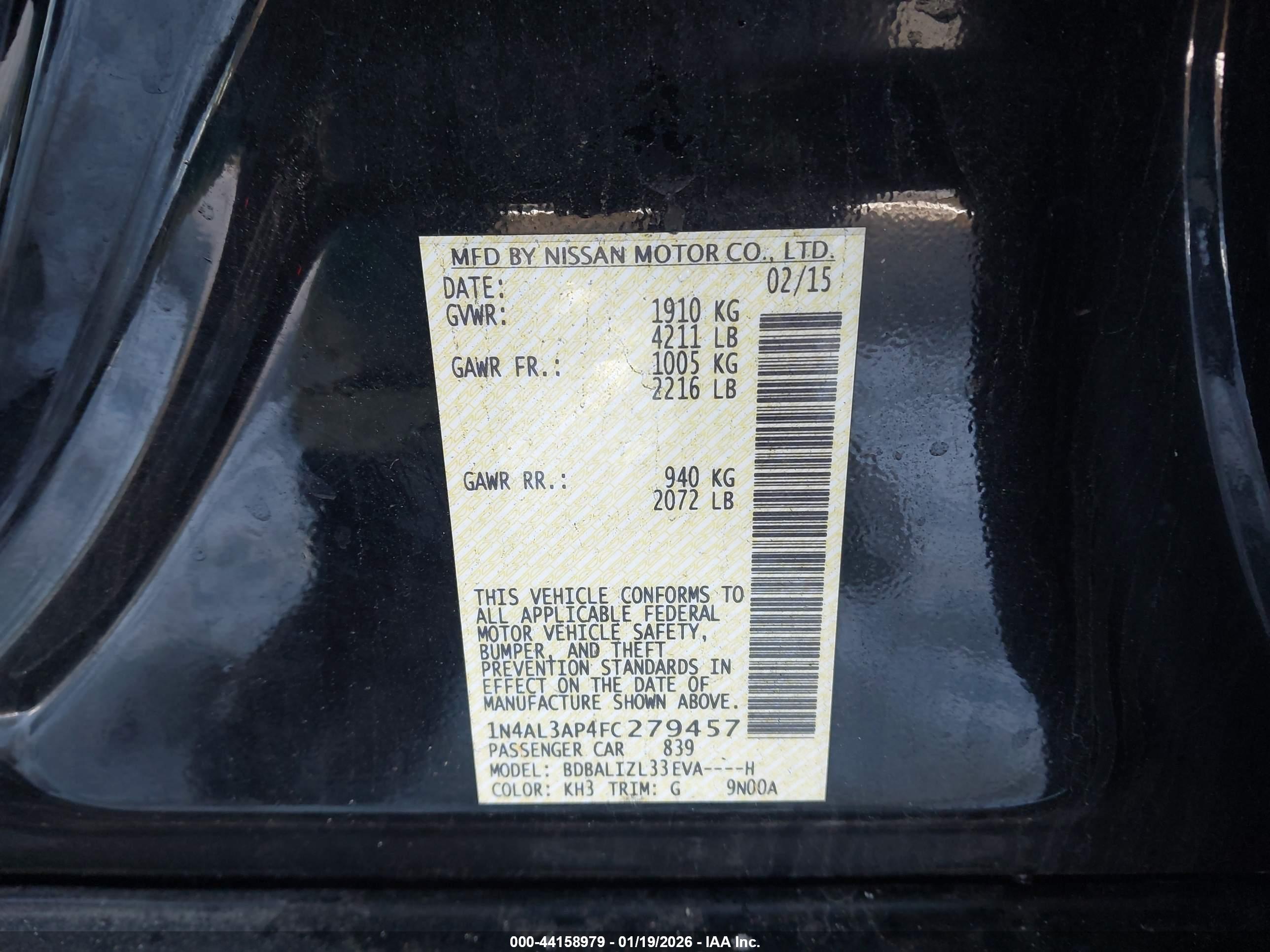 NISSAN ALTIMA image 9