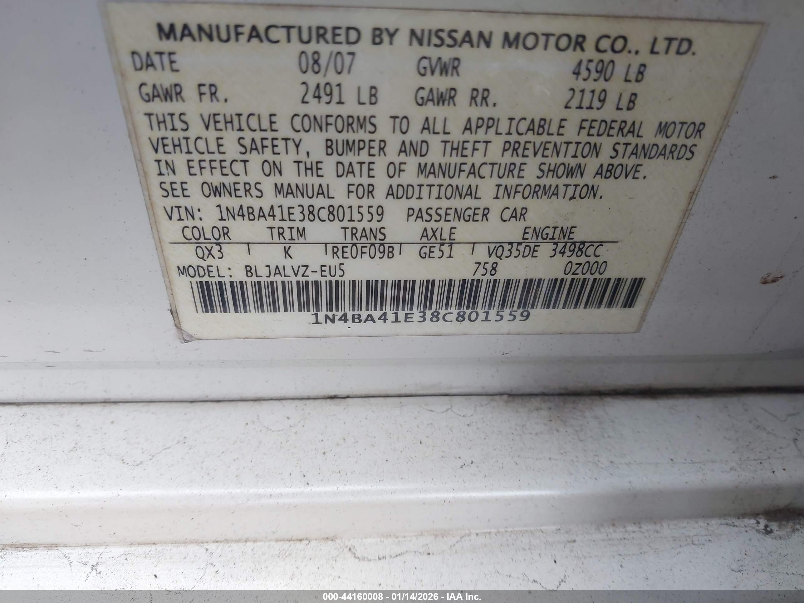 NISSAN MAXIMA image 9