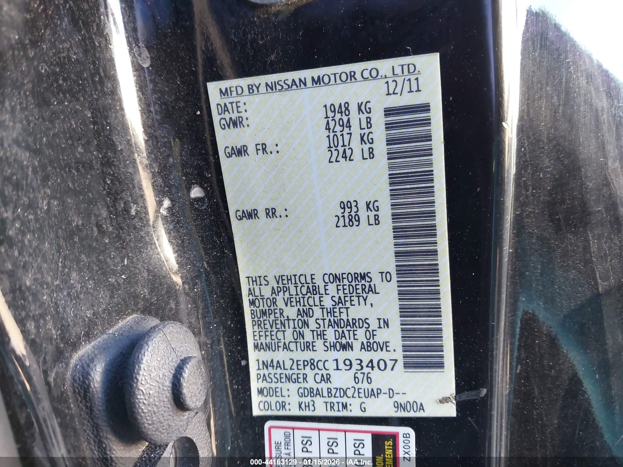 NISSAN ALTIMA image 9