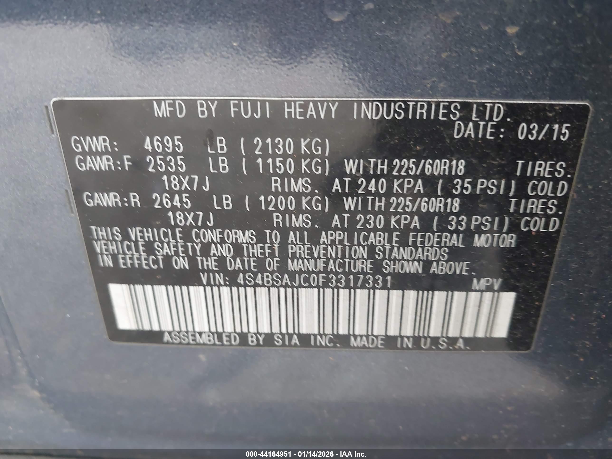 SUBARU OUTBACK image 9