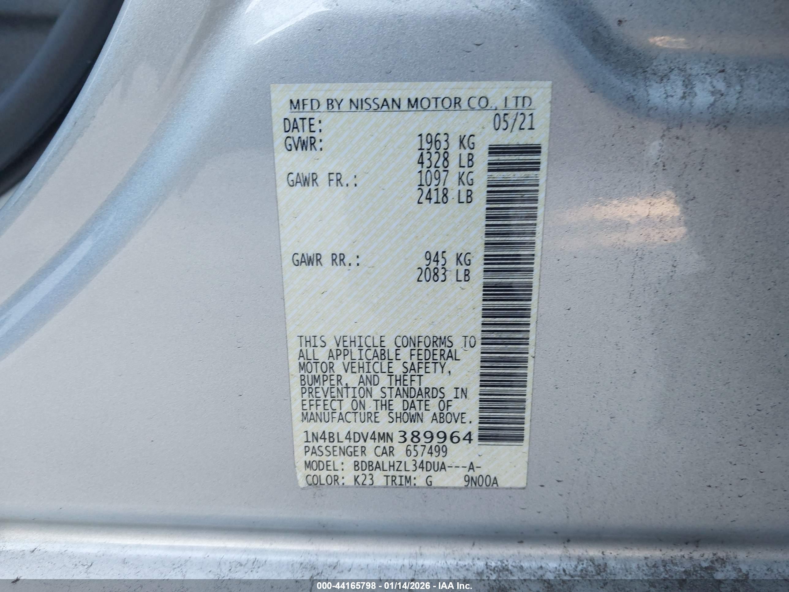 NISSAN ALTIMA image 9