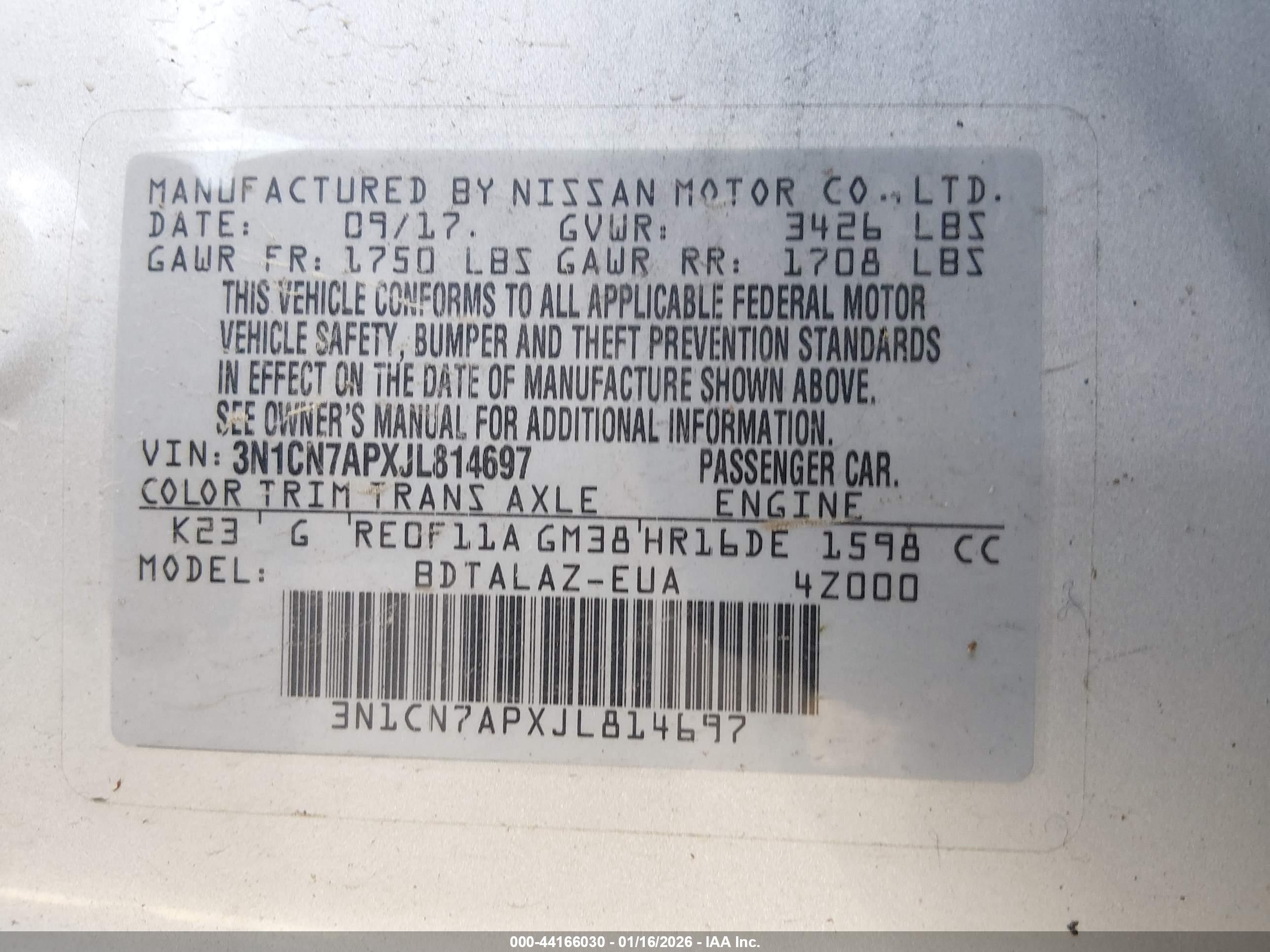 NISSAN VERSA image 9