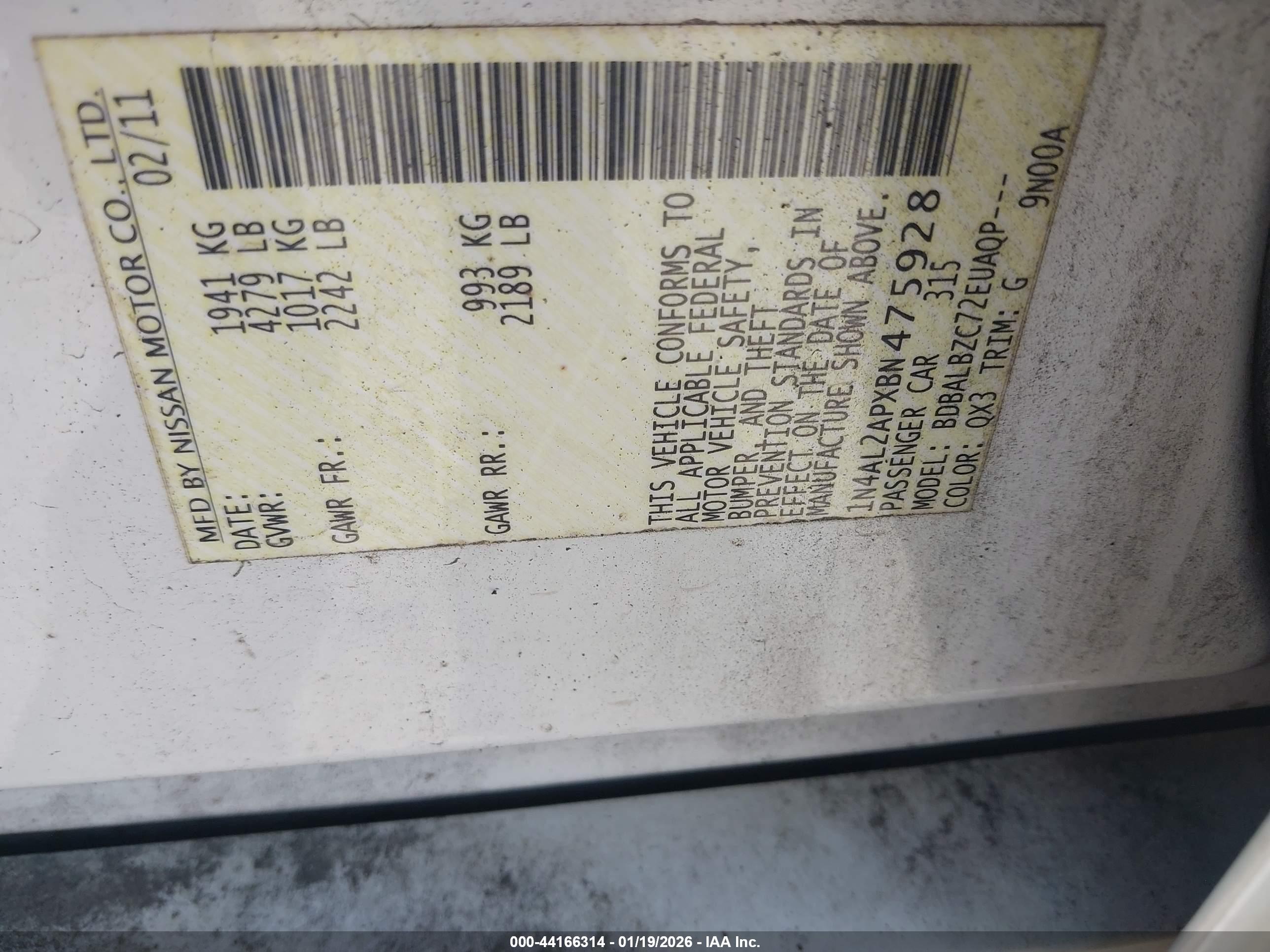 NISSAN ALTIMA image 9
