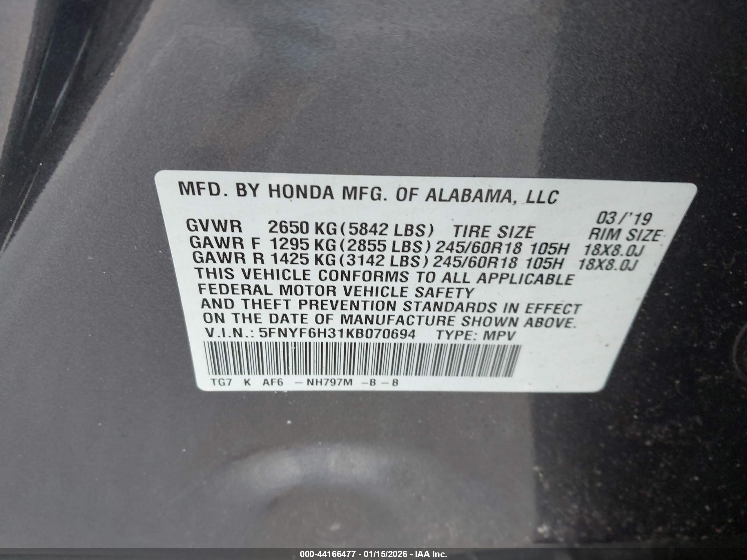 HONDA PILOT image 9