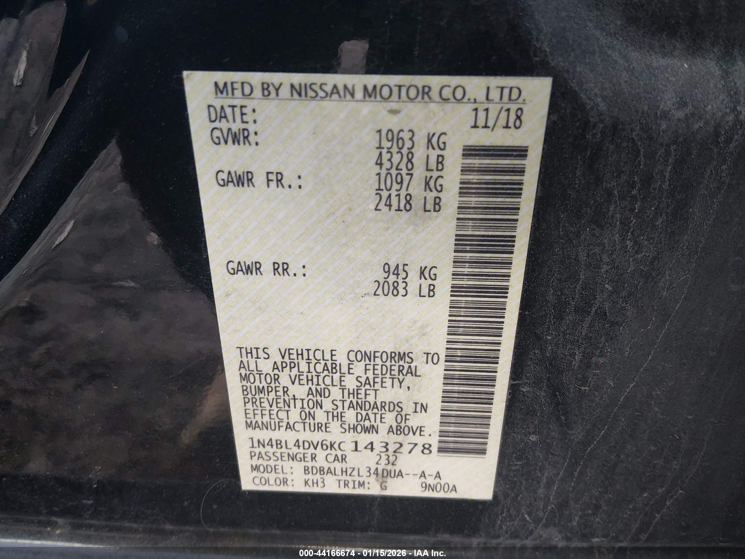 NISSAN ALTIMA image 9