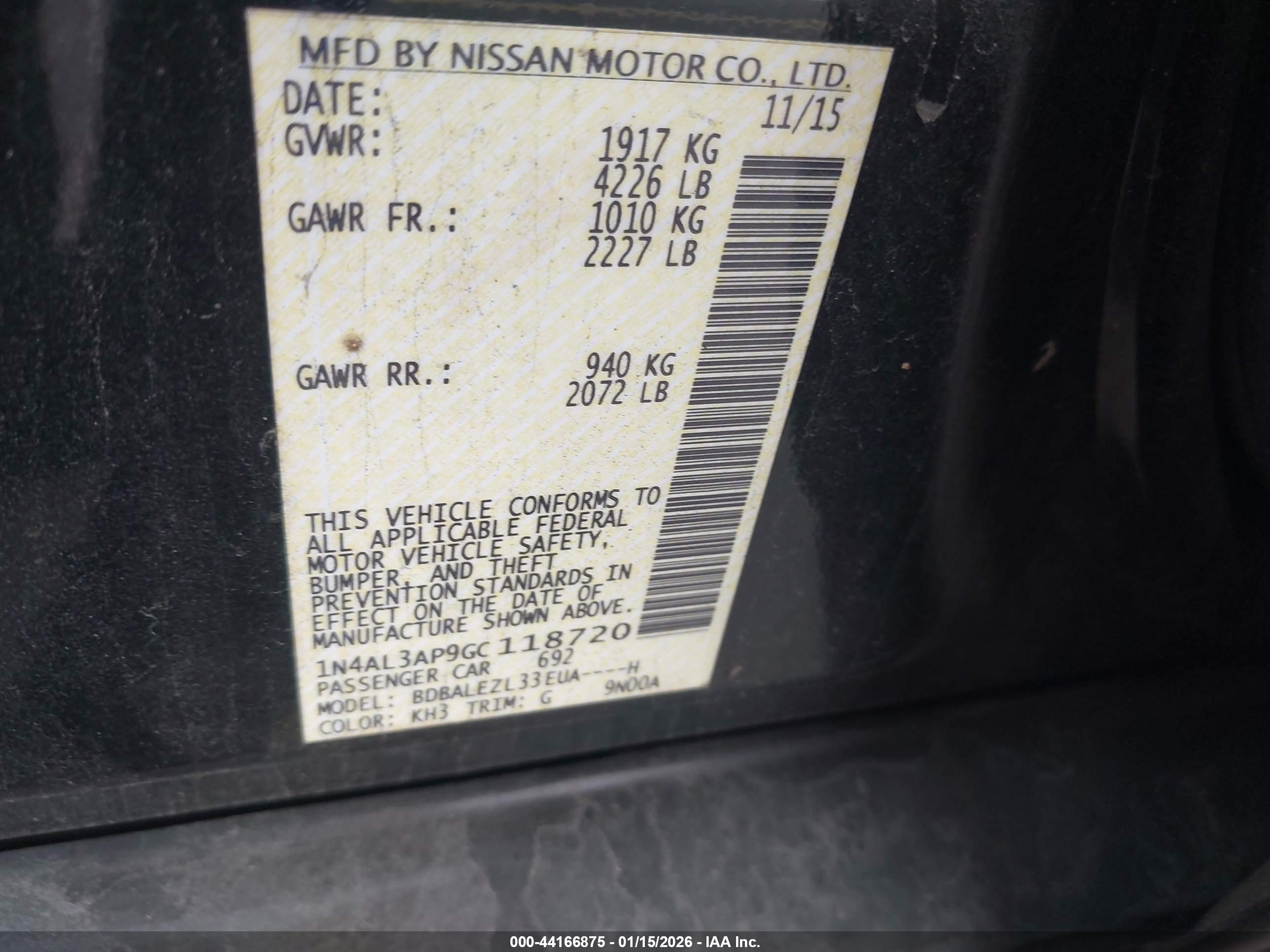 NISSAN ALTIMA image 9