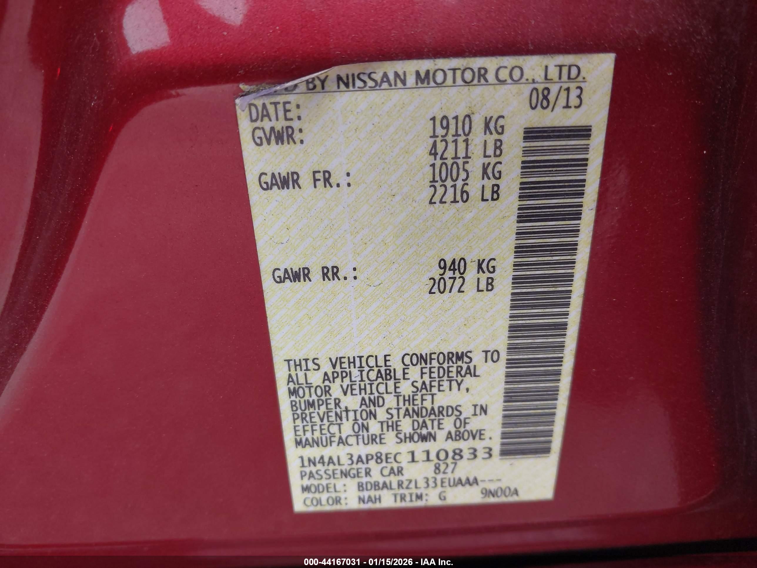 NISSAN ALTIMA image 9