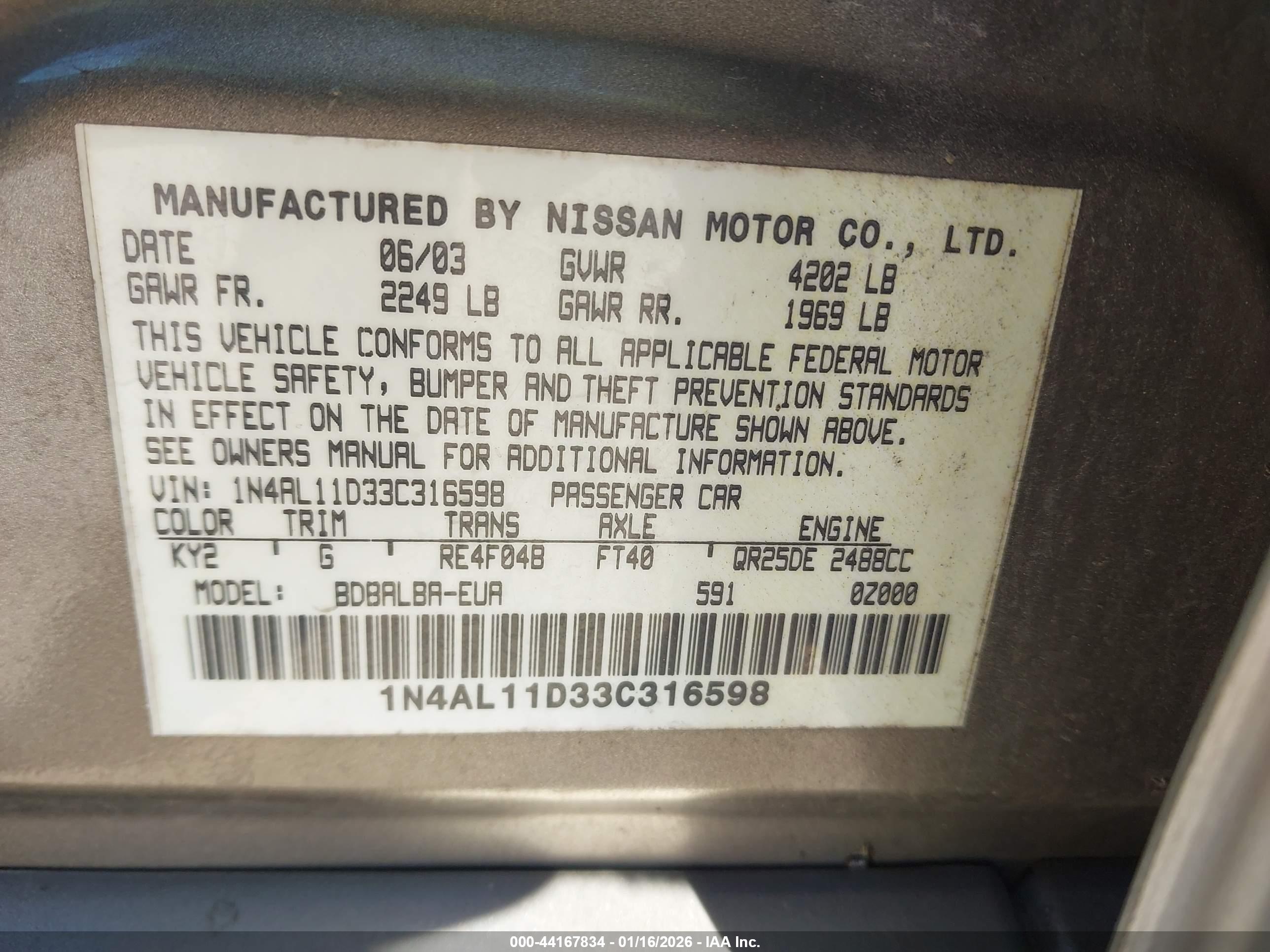 NISSAN ALTIMA image 9