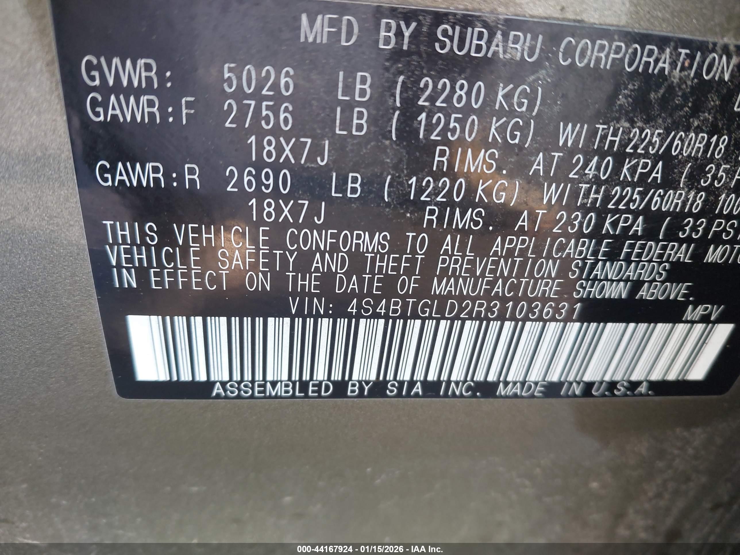SUBARU OUTBACK image 9