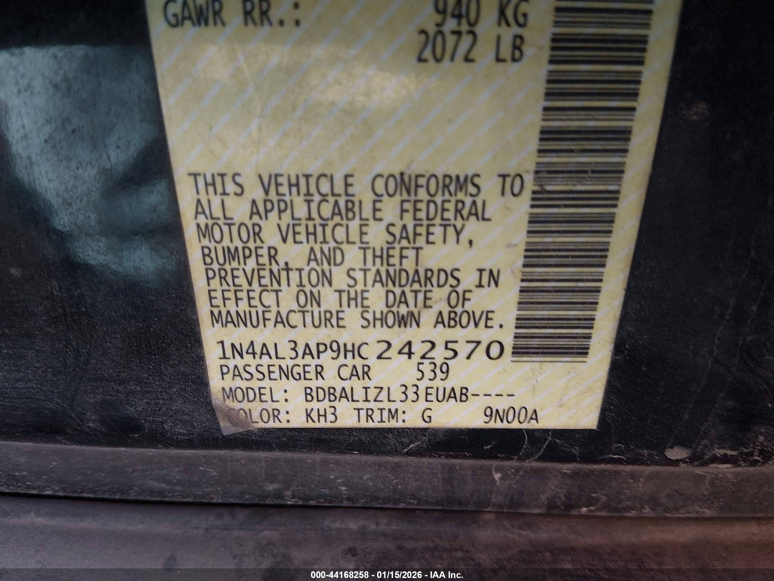 NISSAN ALTIMA image 9