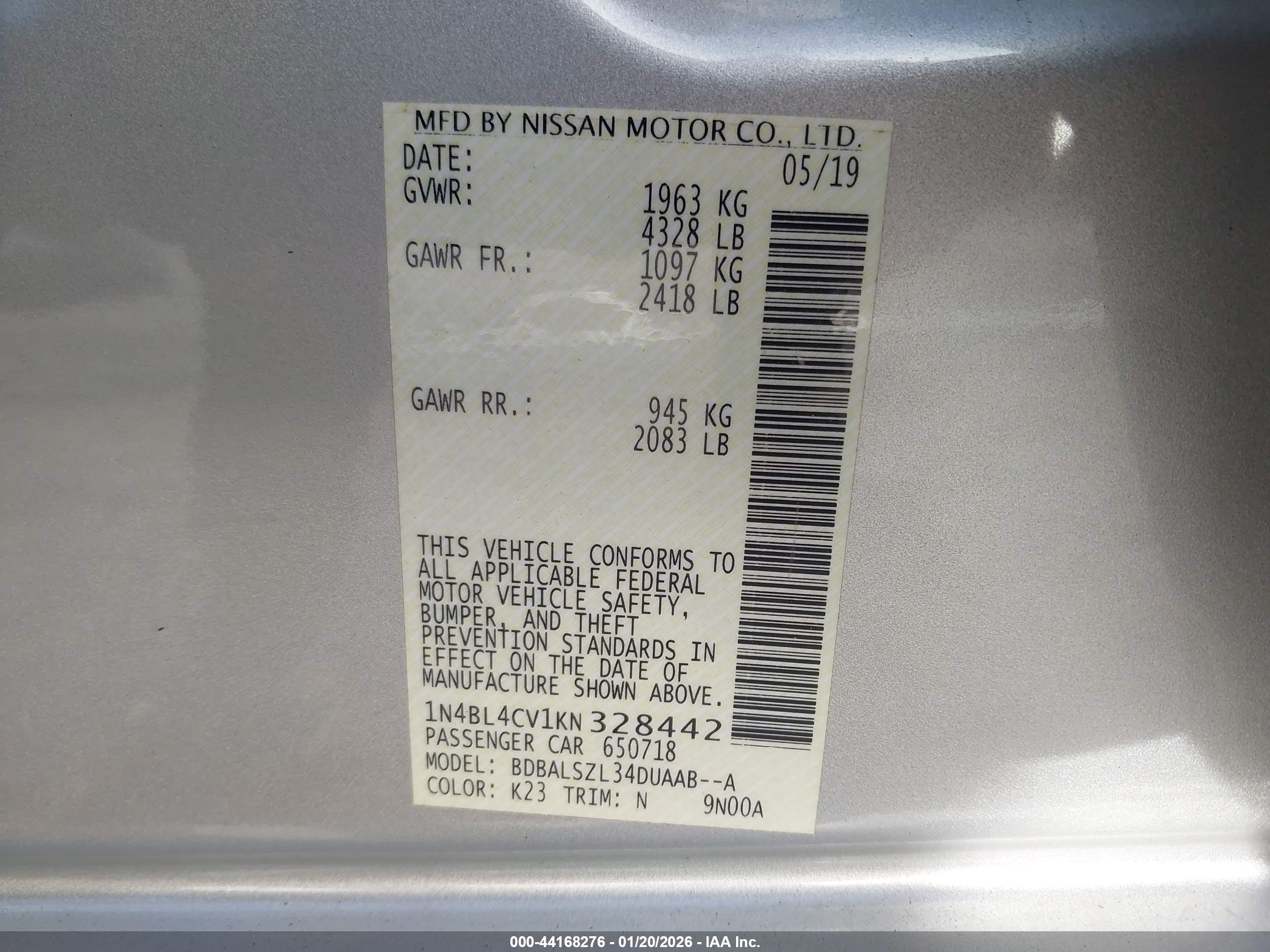 NISSAN ALTIMA image 9
