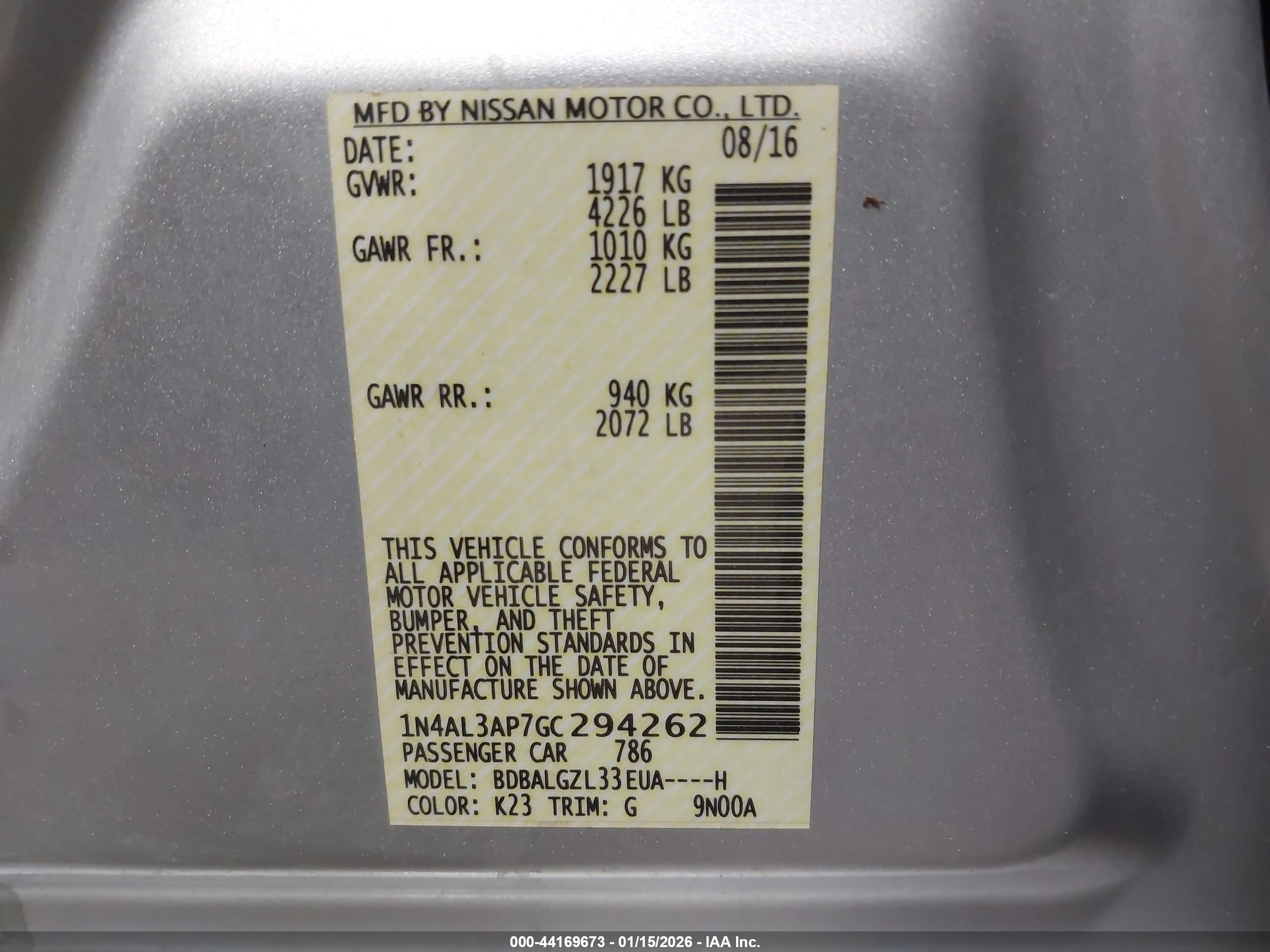 NISSAN ALTIMA image 9
