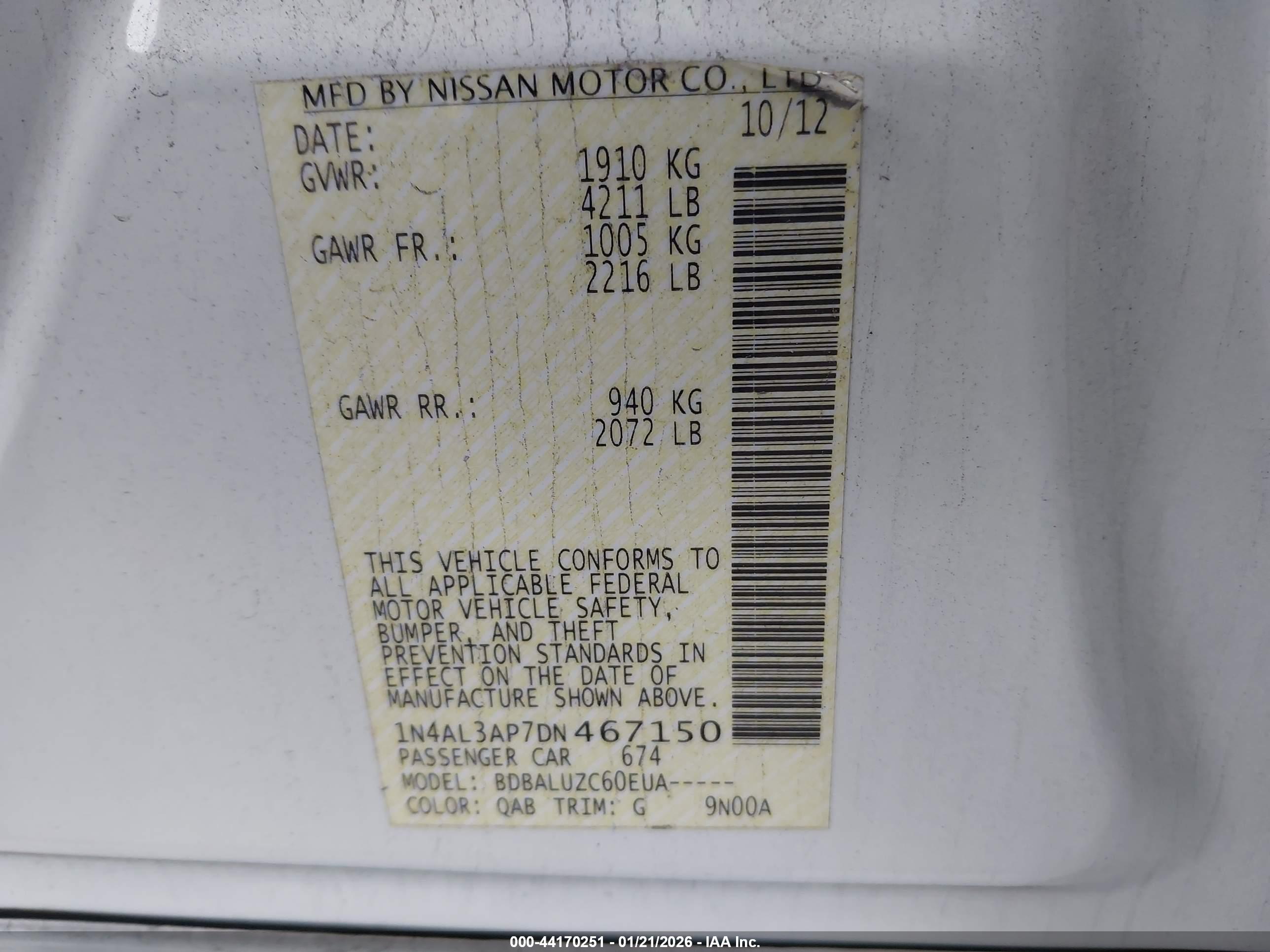 NISSAN ALTIMA image 9