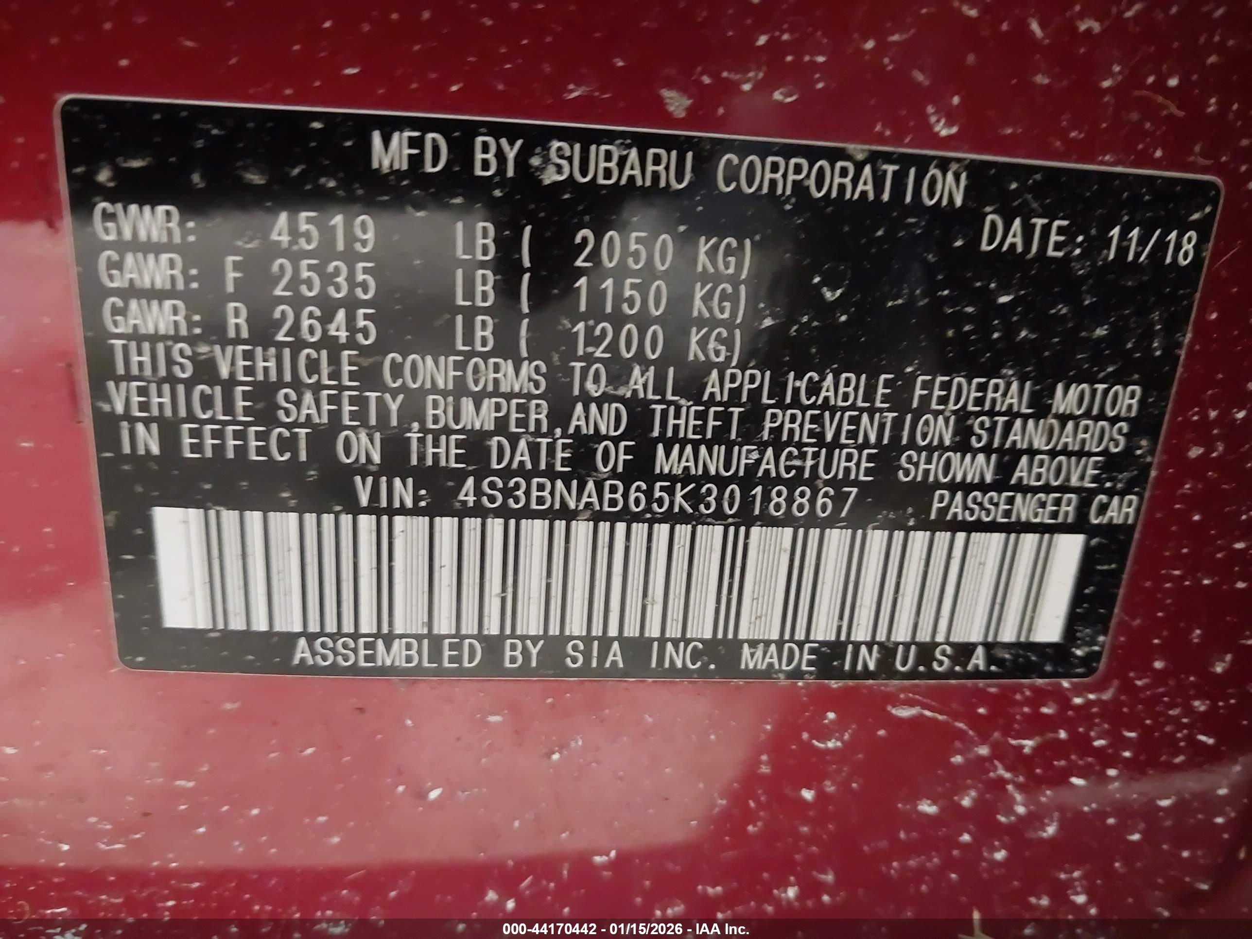 SUBARU LEGACY image 9