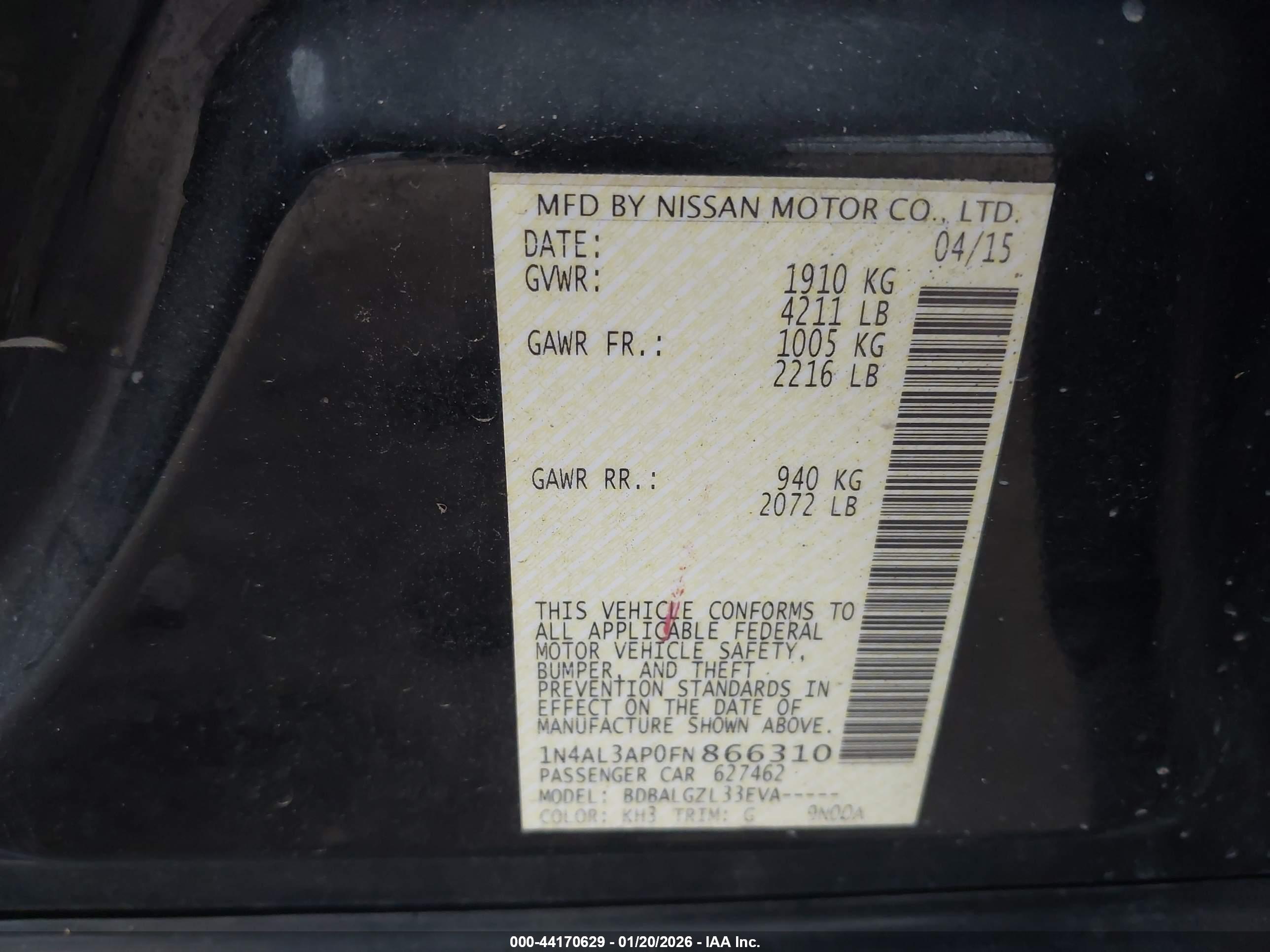 NISSAN ALTIMA image 9