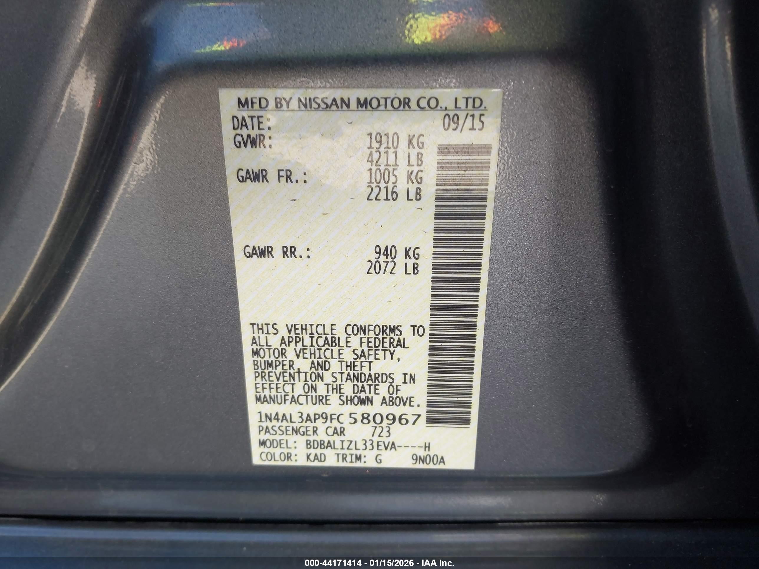 NISSAN ALTIMA image 9