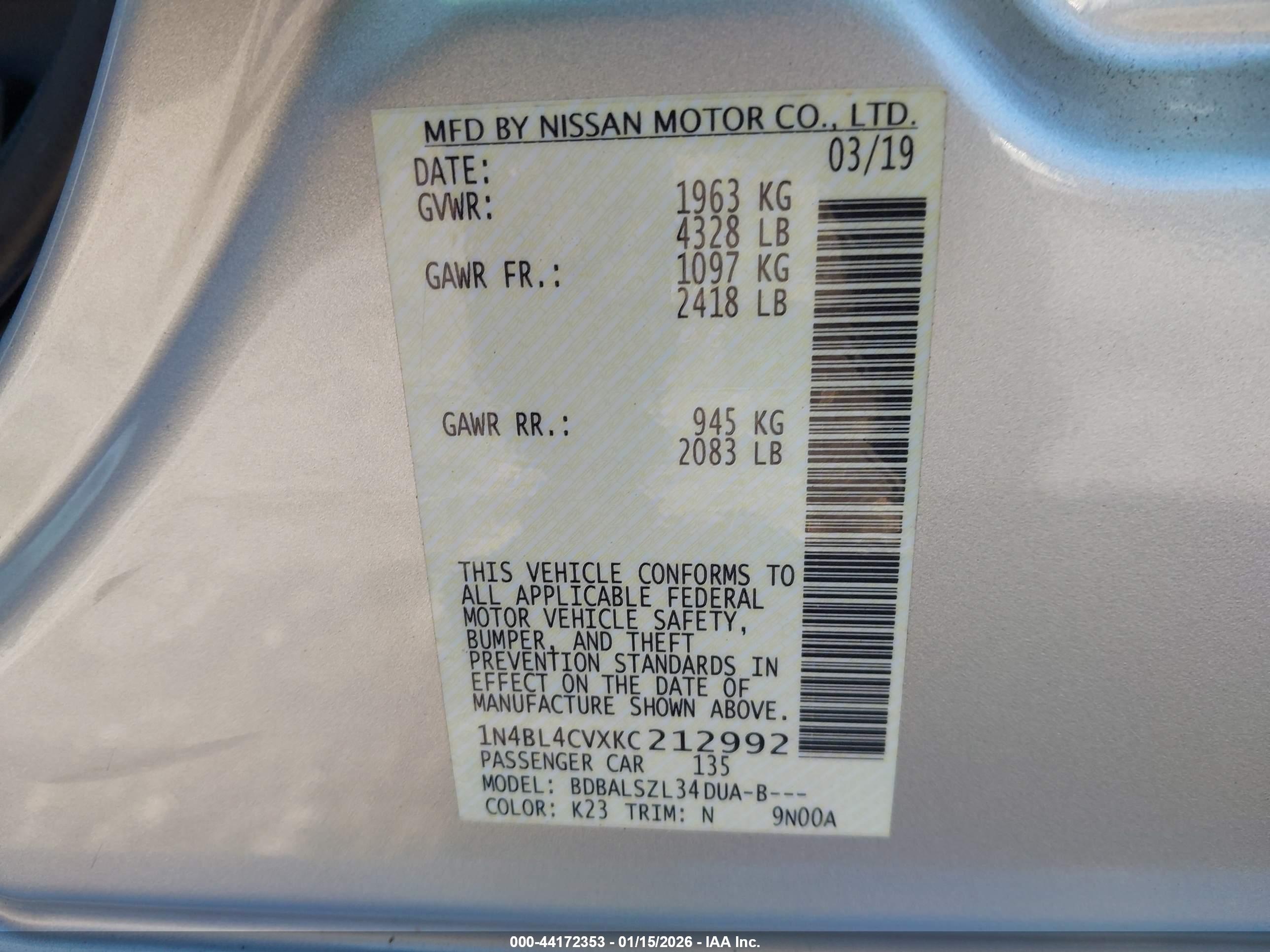 NISSAN ALTIMA image 9