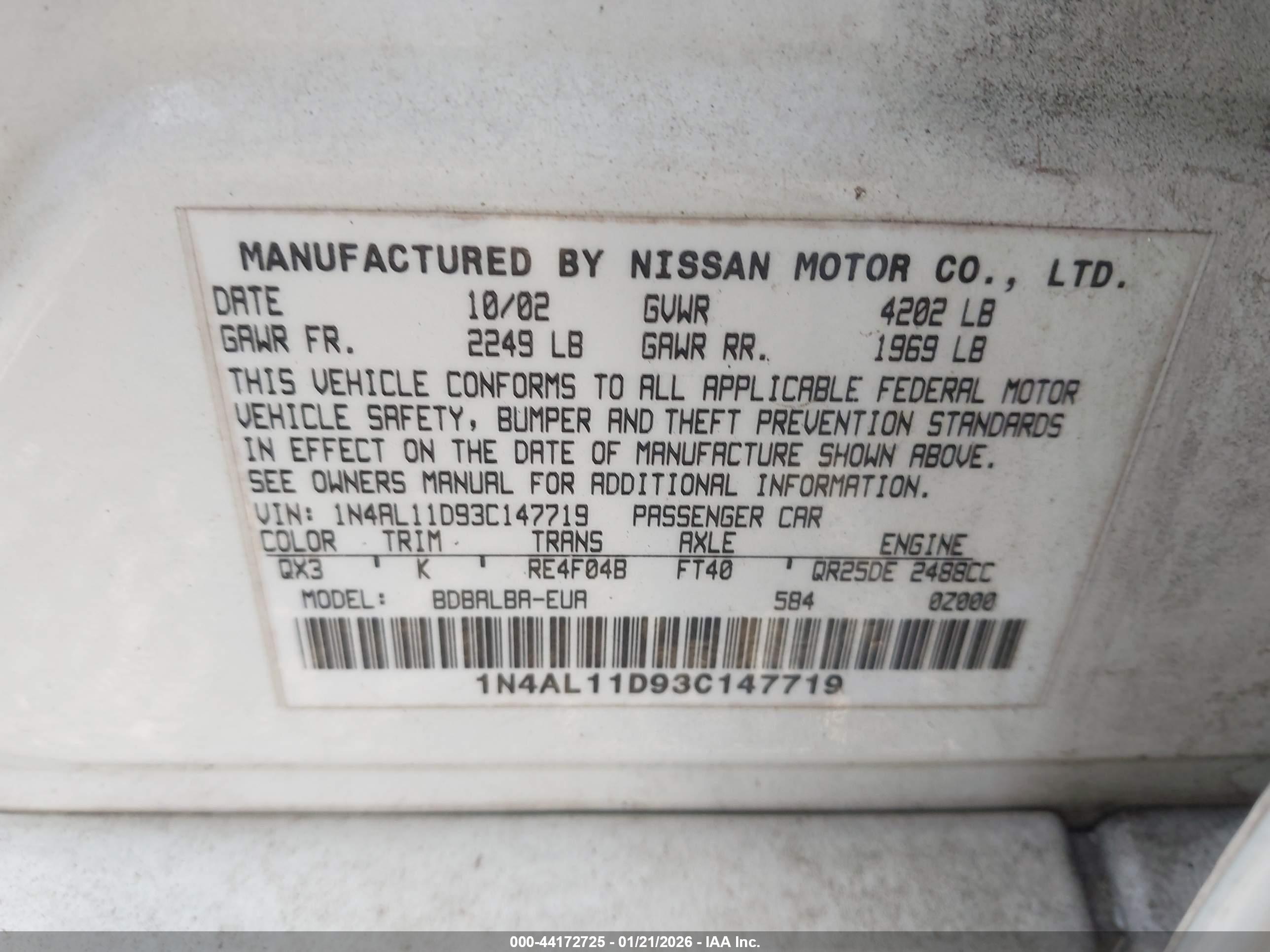 NISSAN ALTIMA image 9