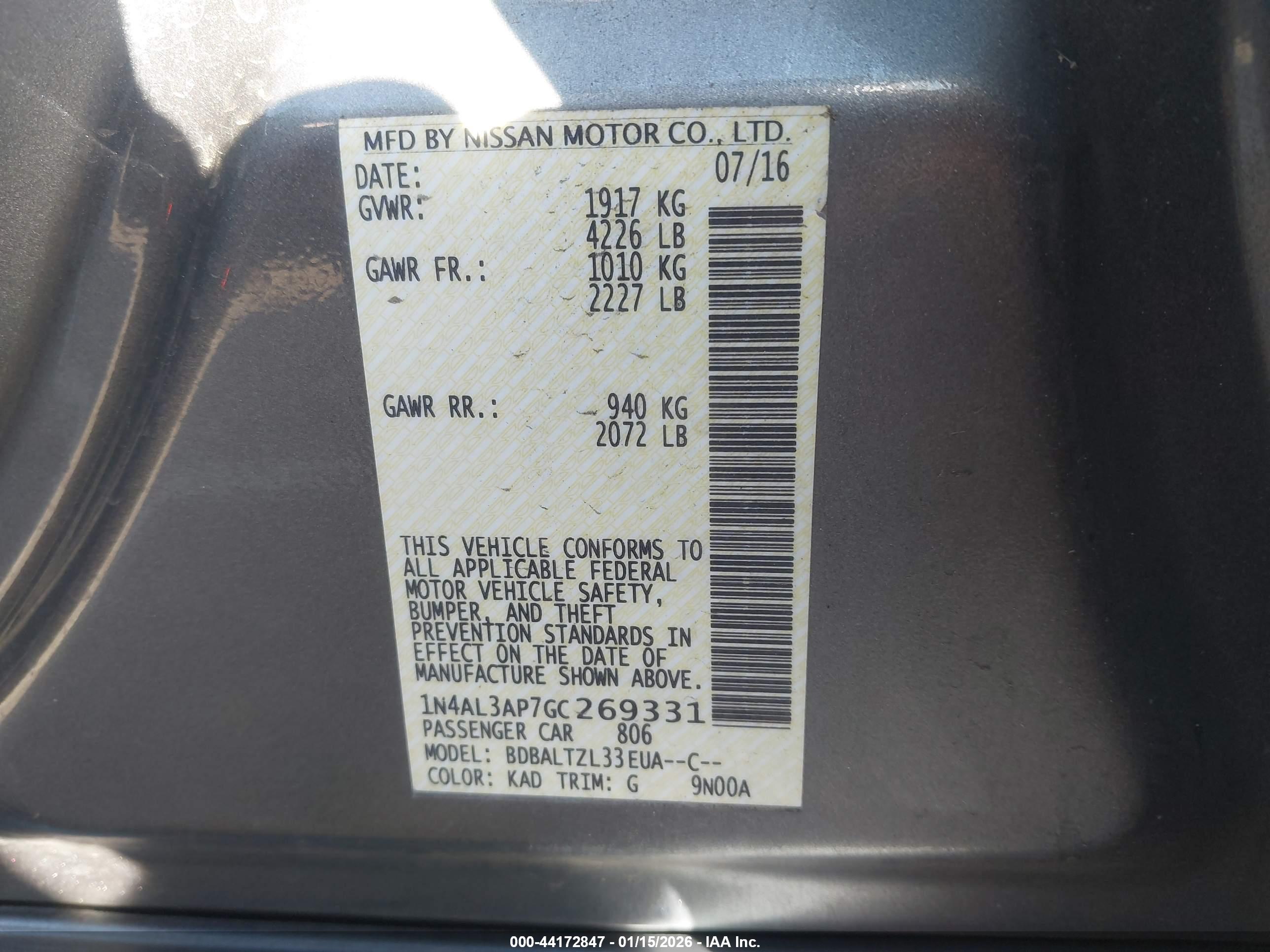 NISSAN ALTIMA image 9
