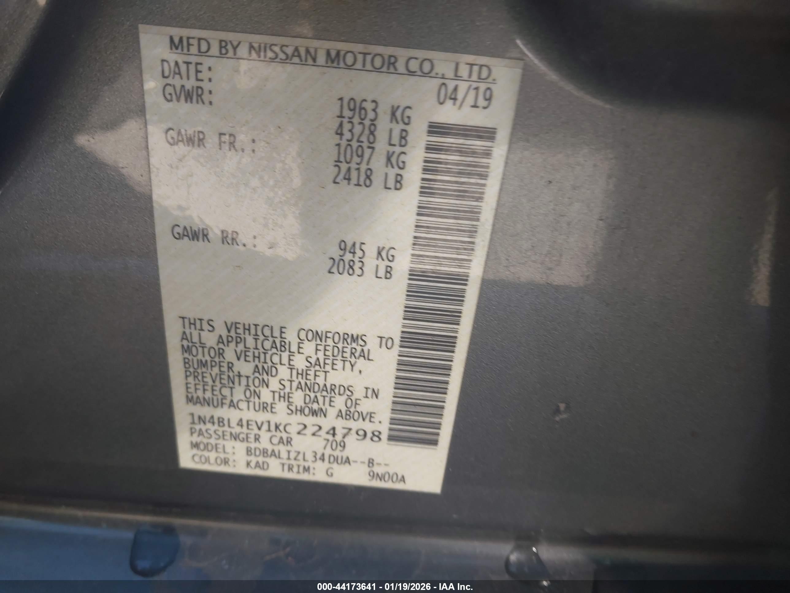 NISSAN ALTIMA image 9